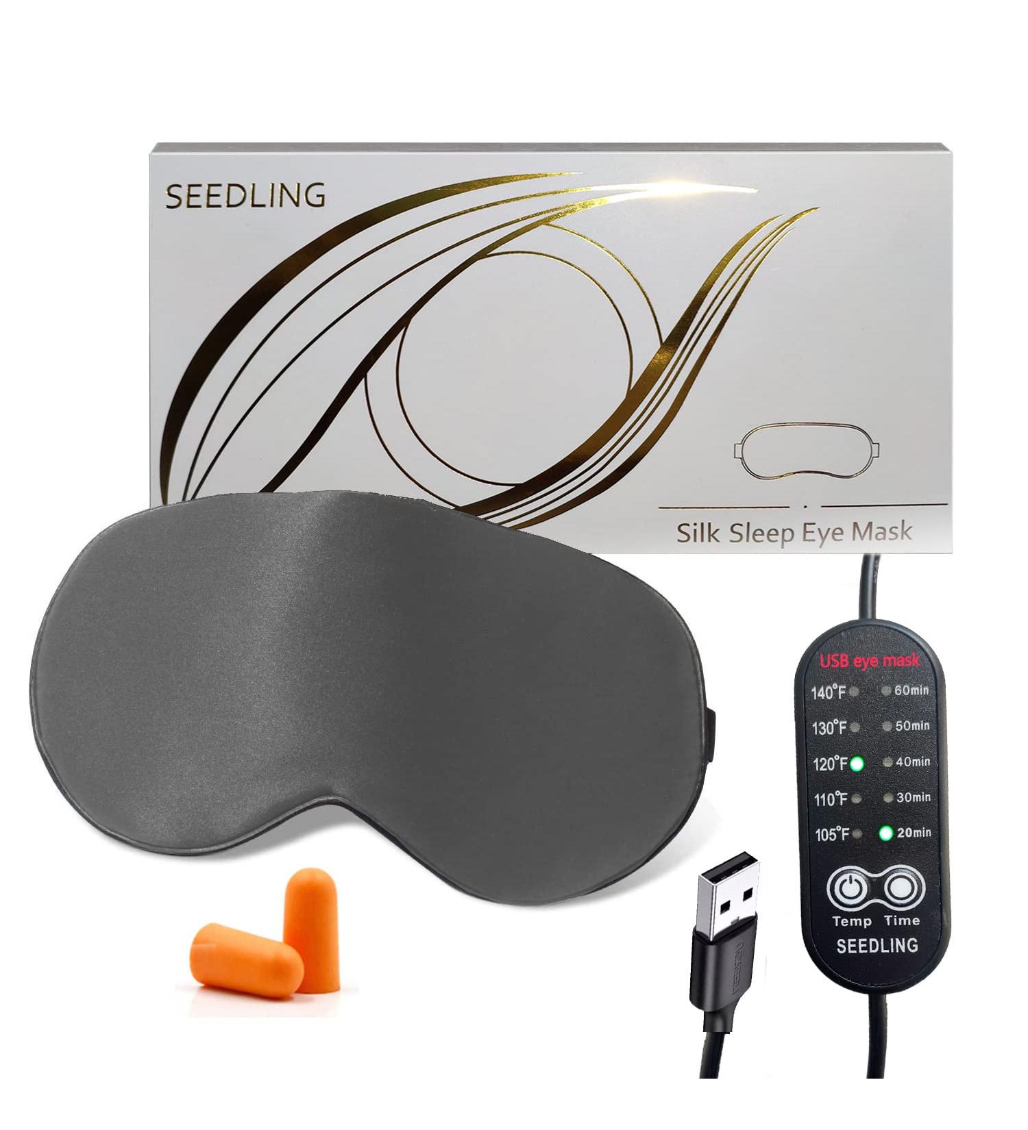 Heated Eye Mask for Dry Eyes | Plant Extract Warm Compress for Eye Care | Stye Therapy & Silk Sleeping Mask - Grey - Buy Online on GoSupps.com