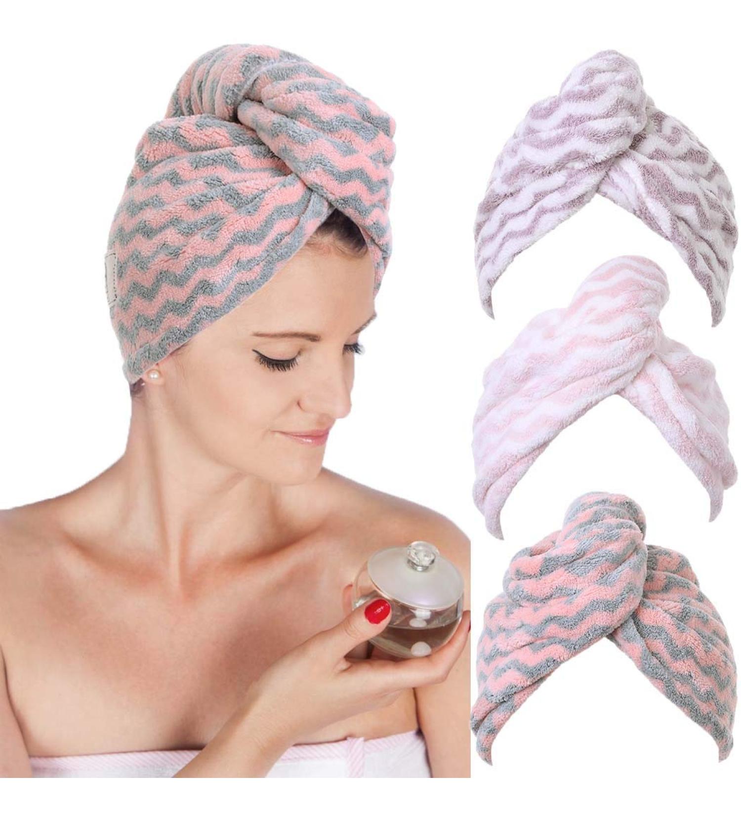 Urieo Microfiber Hair Towel Super Soft Quick-Drying Turban for Women & Girls | Absorbent Head Wrap with Buttons - Buy Online on GoSupps.com
