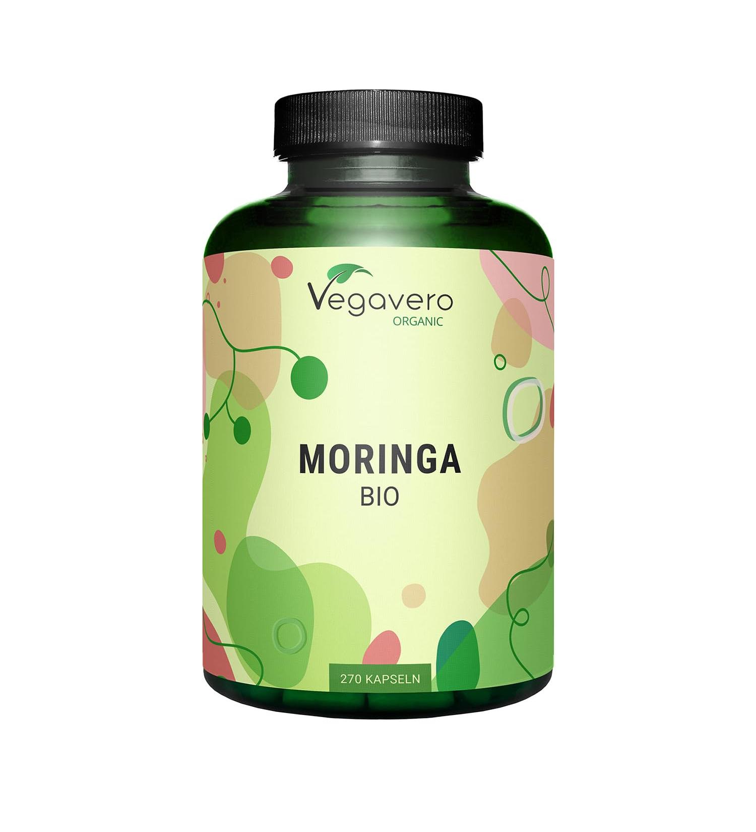 ORGANIC Moringa 1800 mg | 270 Vegan Capsules | SUPERFOOD: Multivitamins and Natural Minerals | Antioxidant + Energy | NO ADDITIVES | Vegavero  - Buy Online on GoSupps.com