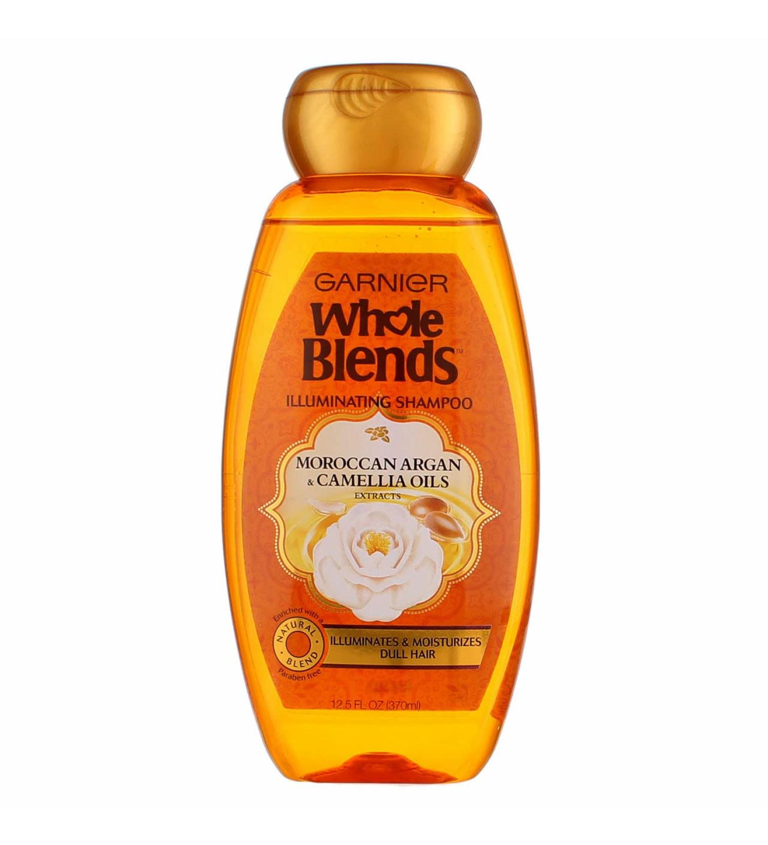 Garnier Whole Blends Illuminating Shampoo with Moroccan Argan & Camellia Oils - 12.5 fl oz - Buy Online on GoSupps.com