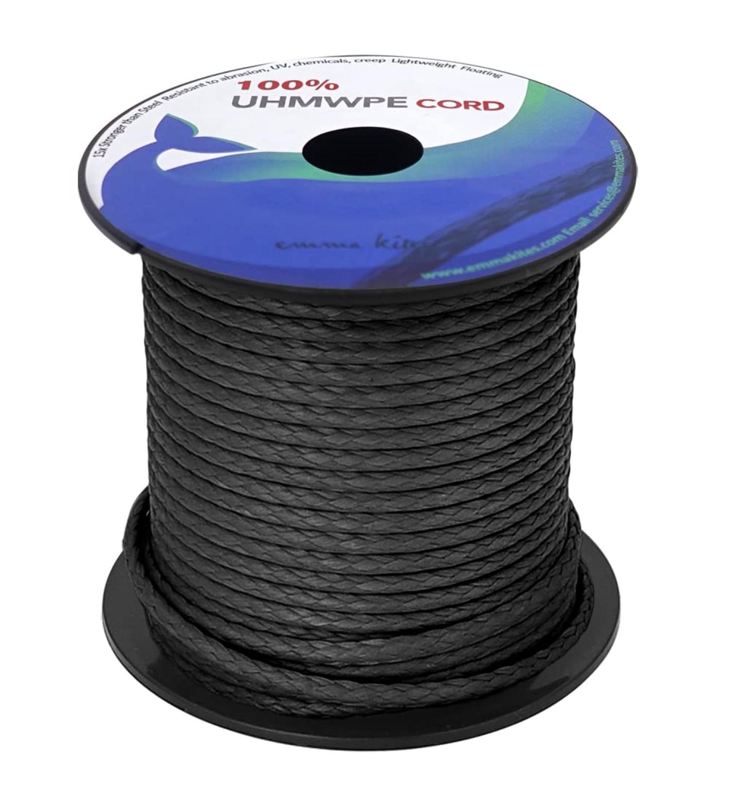 Emma Kites 100% UHMWPE Braided Cord 3/16 x 100Ft Black - Heavy Duty Abrasion Resist Utility Cord for Kitesurfing, Rigging, Spearfishing - 5500Lbs Spool - Buy Online on GoSupps.com