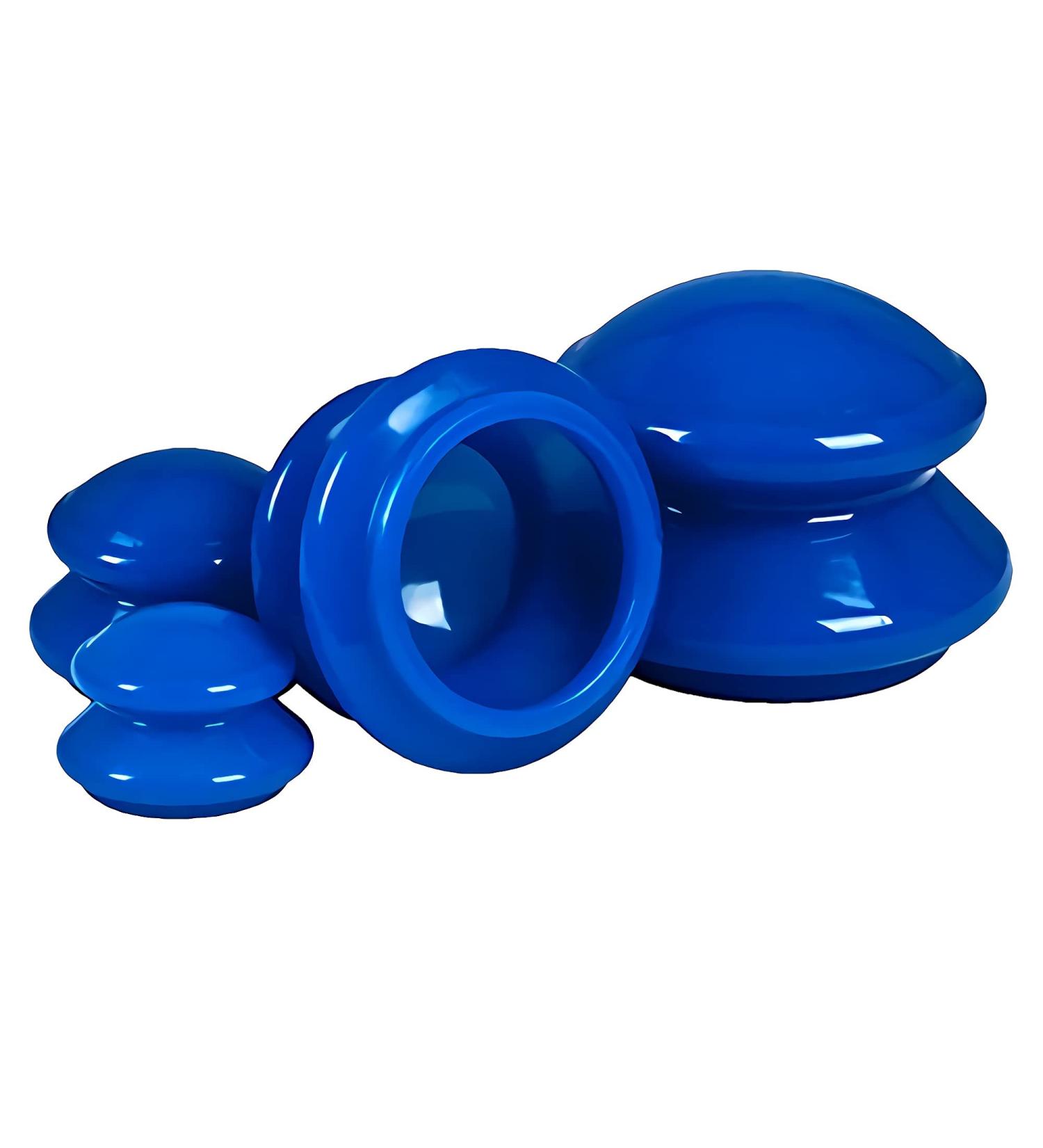 OFKPO Anti Cellulite Cup Set | 4 Silicone Cupping Cups for Muscle Relief & Beauty Therapy Massage - Blue - Buy Online on GoSupps.com
