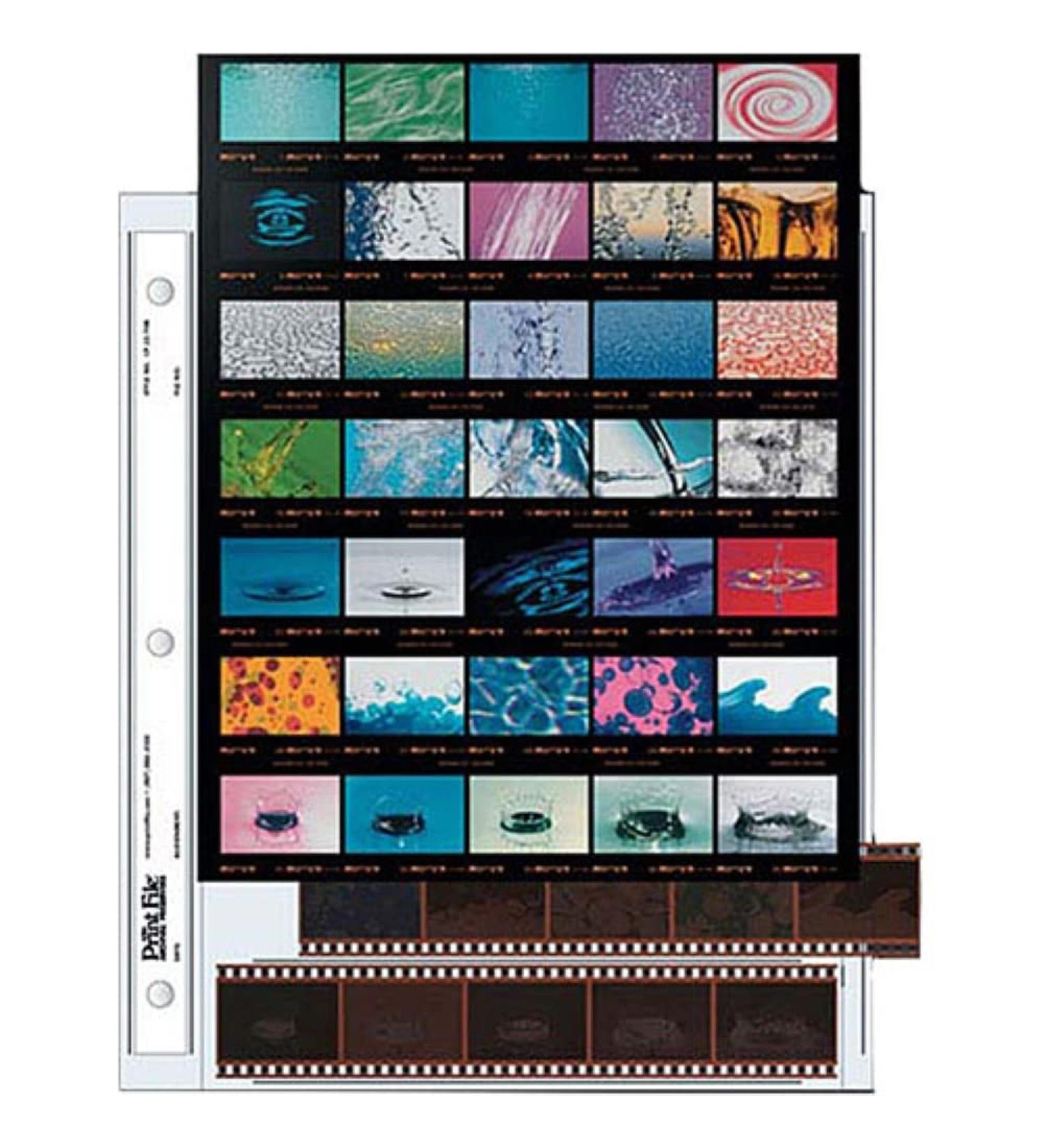 Print File 35mm Size Negative Pages Holds Seven Strips of Five Frames with Contact Sheet, Pack of 25