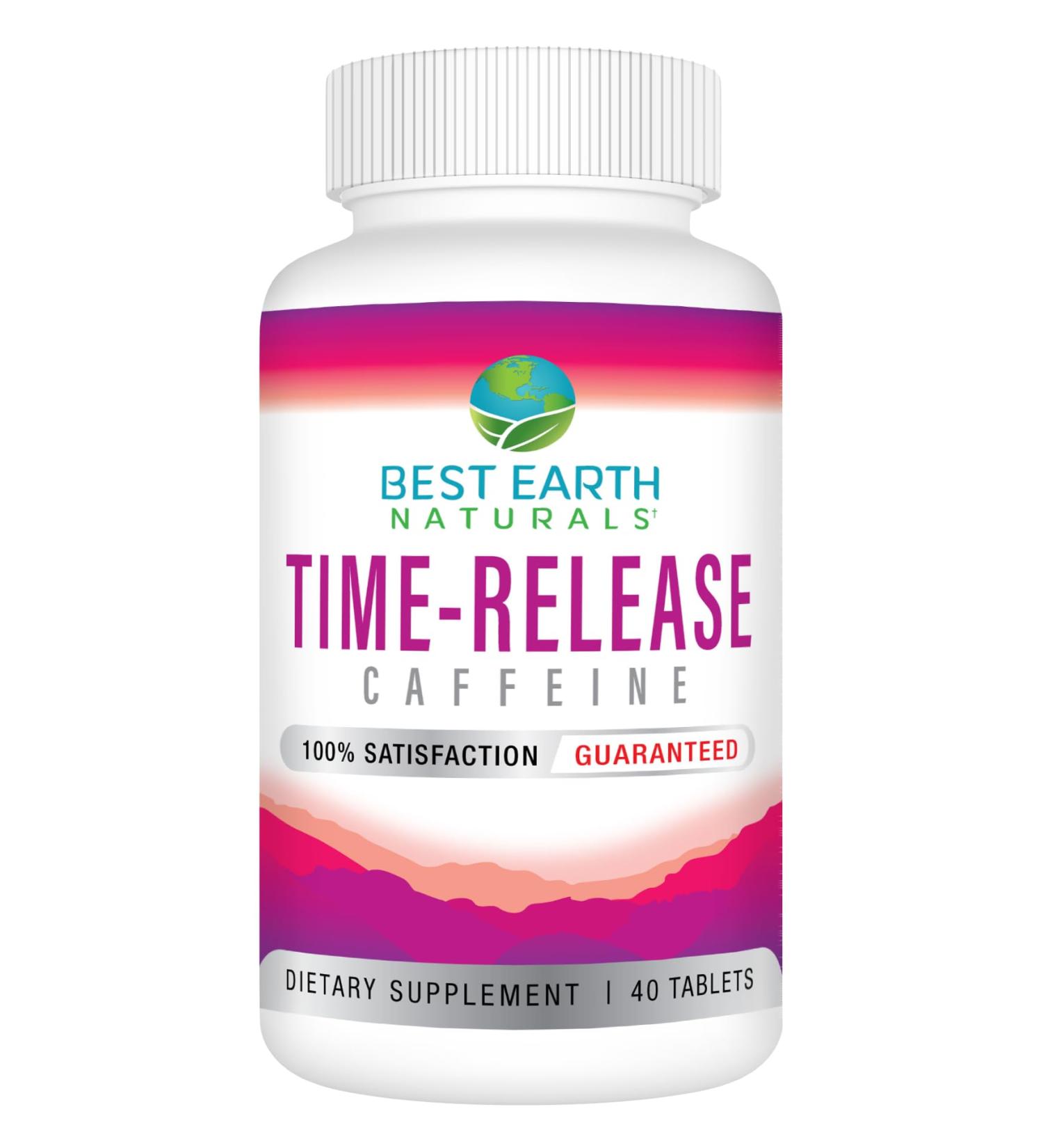 Best Earth Naturals Time Release Caffeine with L-Tyrosine Vitamin B6 Vitamin B12 Thiamin & More - Energy Supplement for Women and Men - 40 Count - Buy Online on GoSupps.com