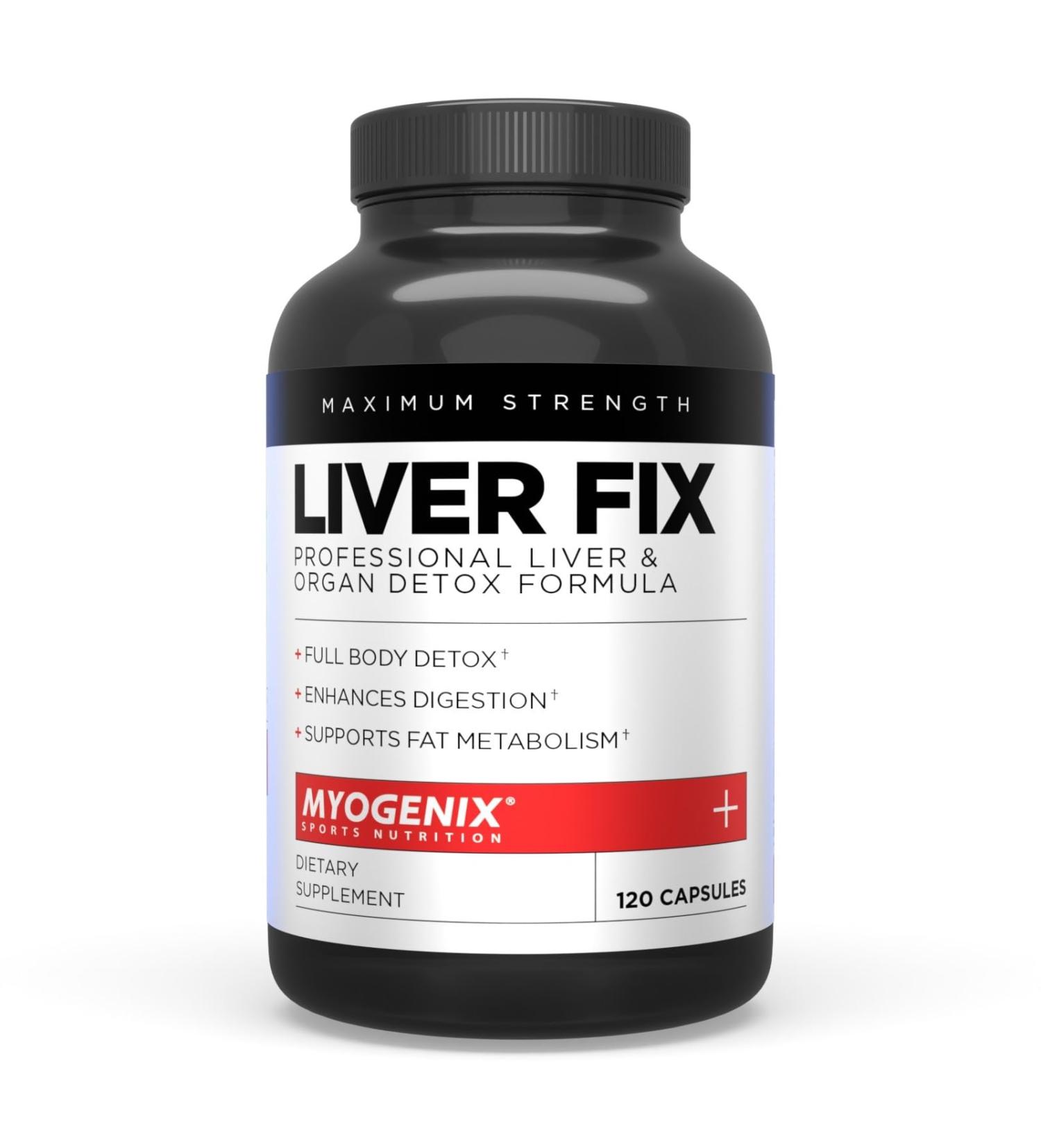 Myogenix Liver Fix Professional Liver & Organ Detox Formula Enhances Digestion Supports Fat Metabolism Easy-to-Swallow Dietary Supplement (120 Capsules) - Buy Online on GoSupps.com