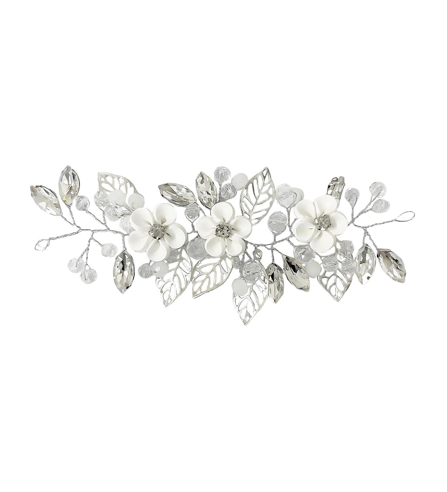 1 Piece Wedding Hair Accessories Bridal Crystal Hair Accessories Flower Hair Accessories Fashion Hair Accessories Bridesmaid Jewelry Perfect for Weddings Communions (Silver) - Buy Online on GoSupps.com