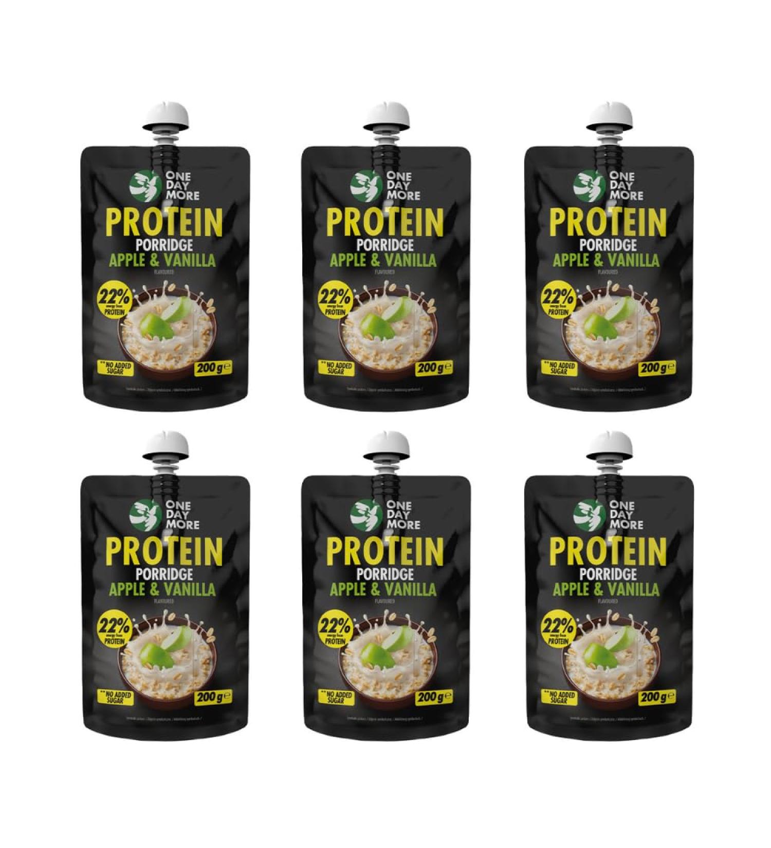 OneDayMore Protein porridge with apple and vanilla taste - with apple puree and whey protein perfect for a quick and healthy breakfast - 6x 200g - Buy Online on GoSupps.com