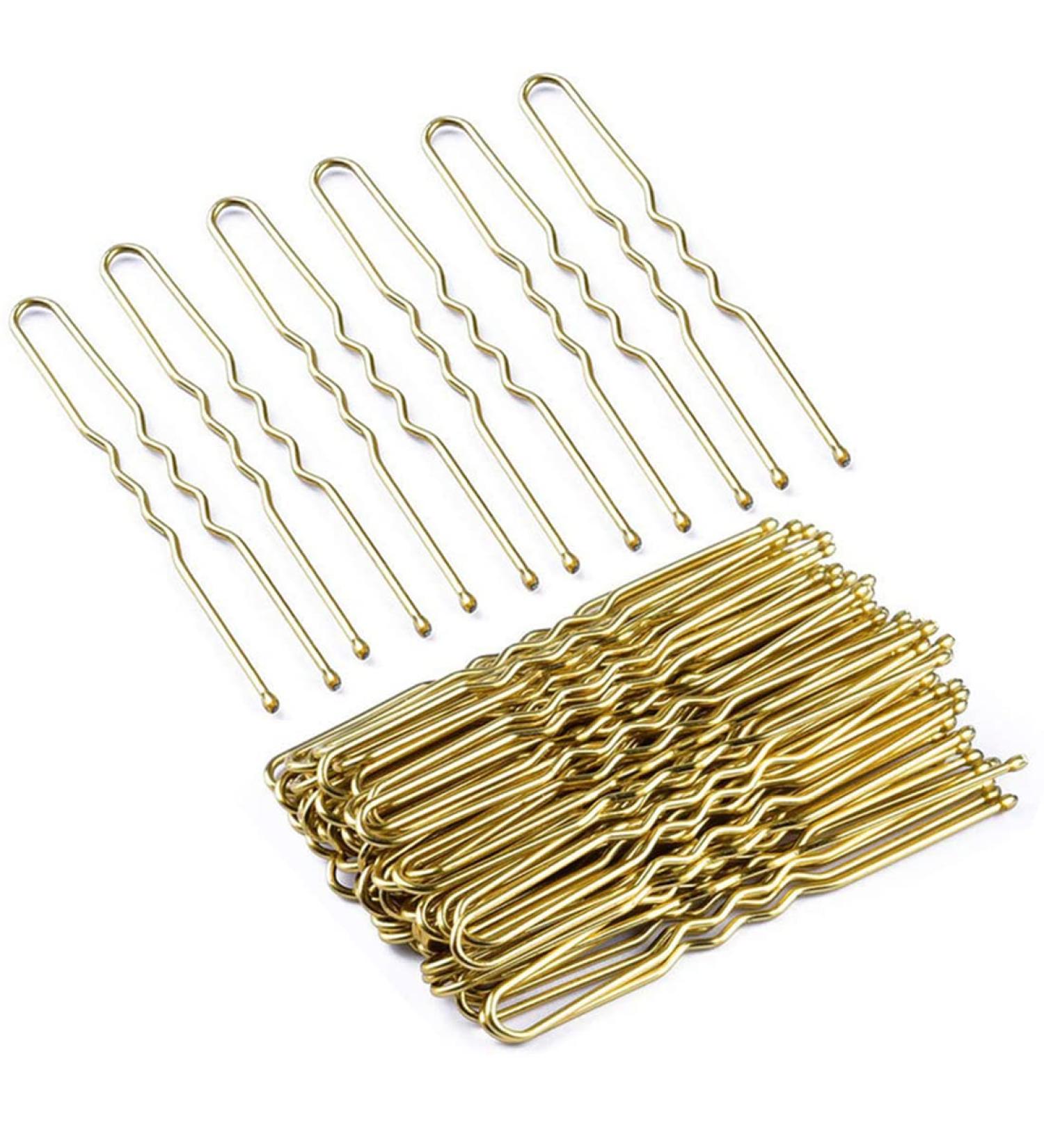 ZEAYBSR 100 Hair Needles & Metal Wave Bobby Pins - Gold Hair Clips for Girls & Women | Hairdressing Essentials & Hair Jewelry - Buy Online on GoSupps.com