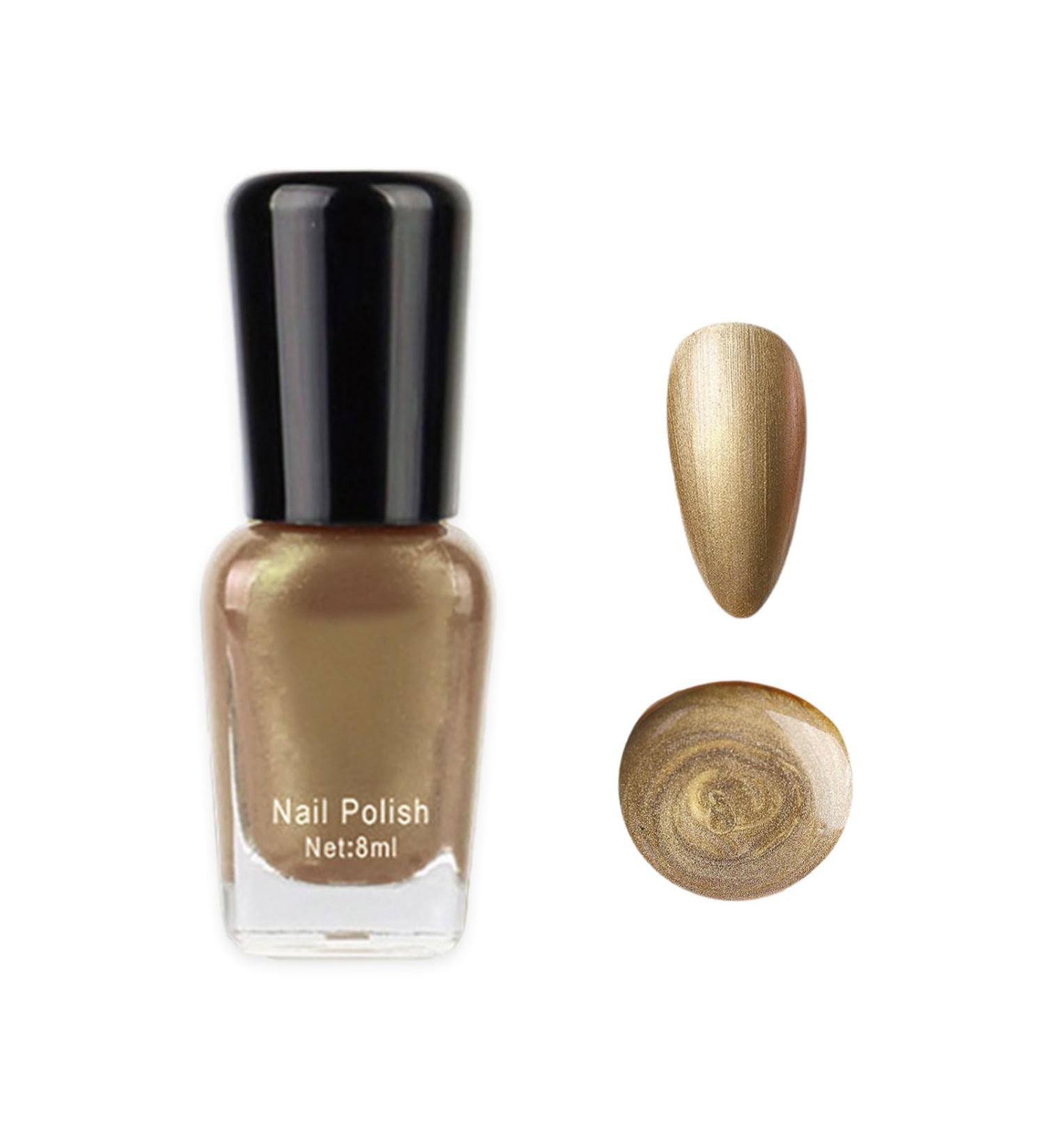 Metal Nail Polish Golden Glitter Mirror Effect Holographic Quick Dry Nail Varnish Shimmering Metallic Shining Sparkling Long Lasting No Need Cure DIY Nail Art Manicure at Home - Buy Online on GoSupps.com