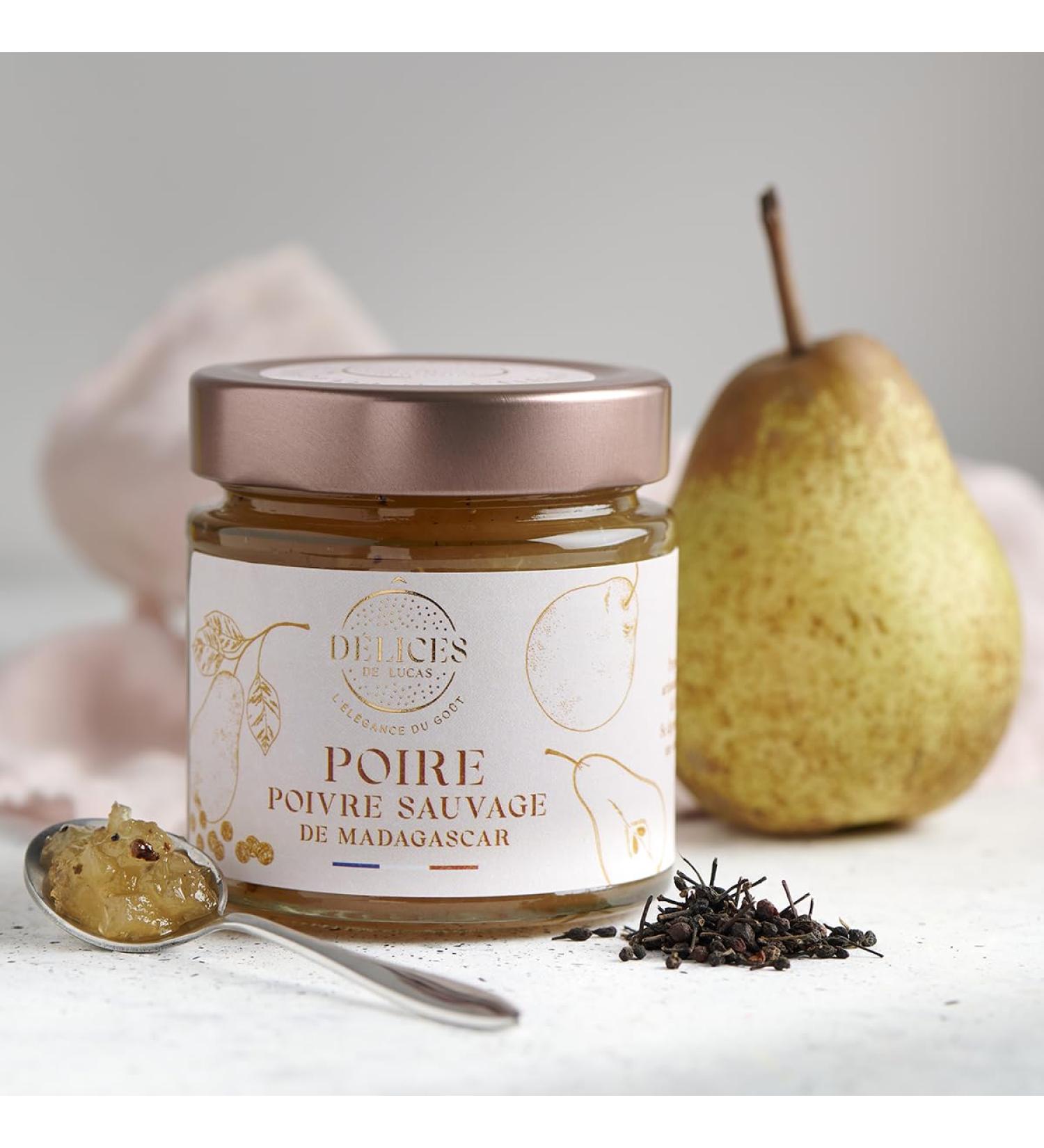 O D lices de Lucas Lucas' Delights Pear & Voatsiperifery Pepper Jam 60% Fruit Handcrafted and Made in France 230g Glass Jar French Gastronomy - Buy Online on GoSupps.com