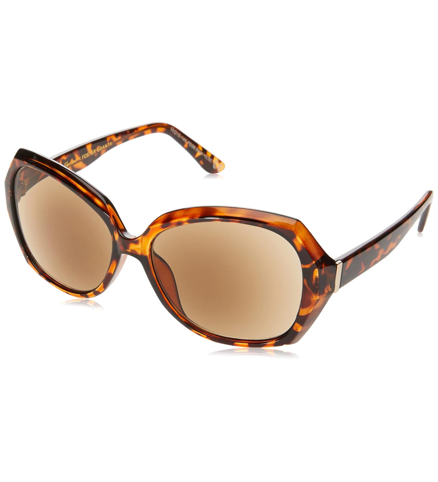 Sofia Vergara x Foster Grant Women's Alejandra Square Reading Glasses Crystal Tortoise 1.25x | 58mm Sunreaders - Buy Online on GoSupps.com