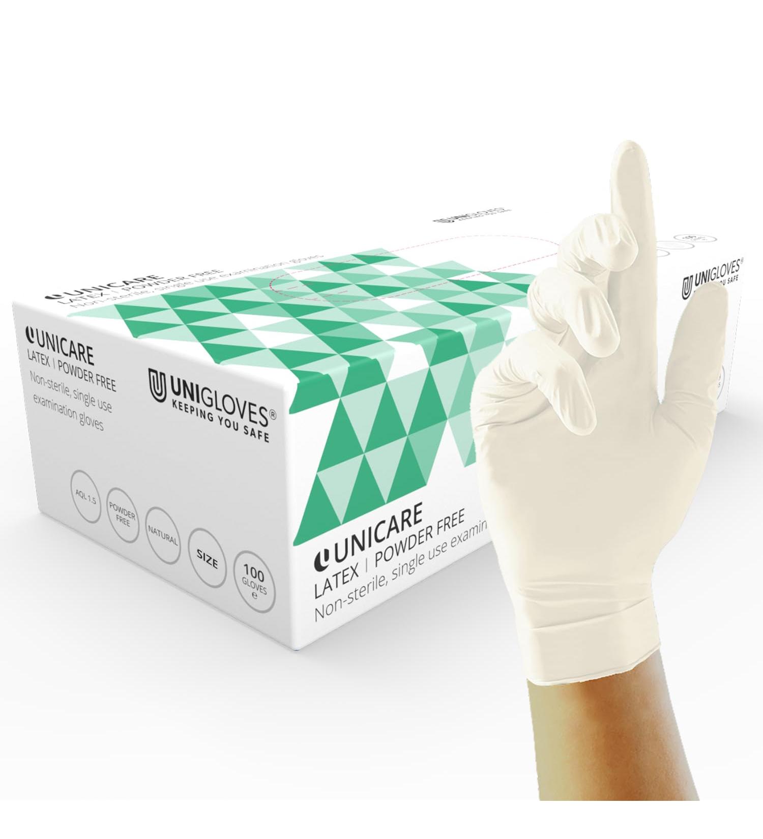 Unigloves Unicare Latex Disposable Gloves - Box of 100 Gloves XS - Buy Online on GoSupps.com