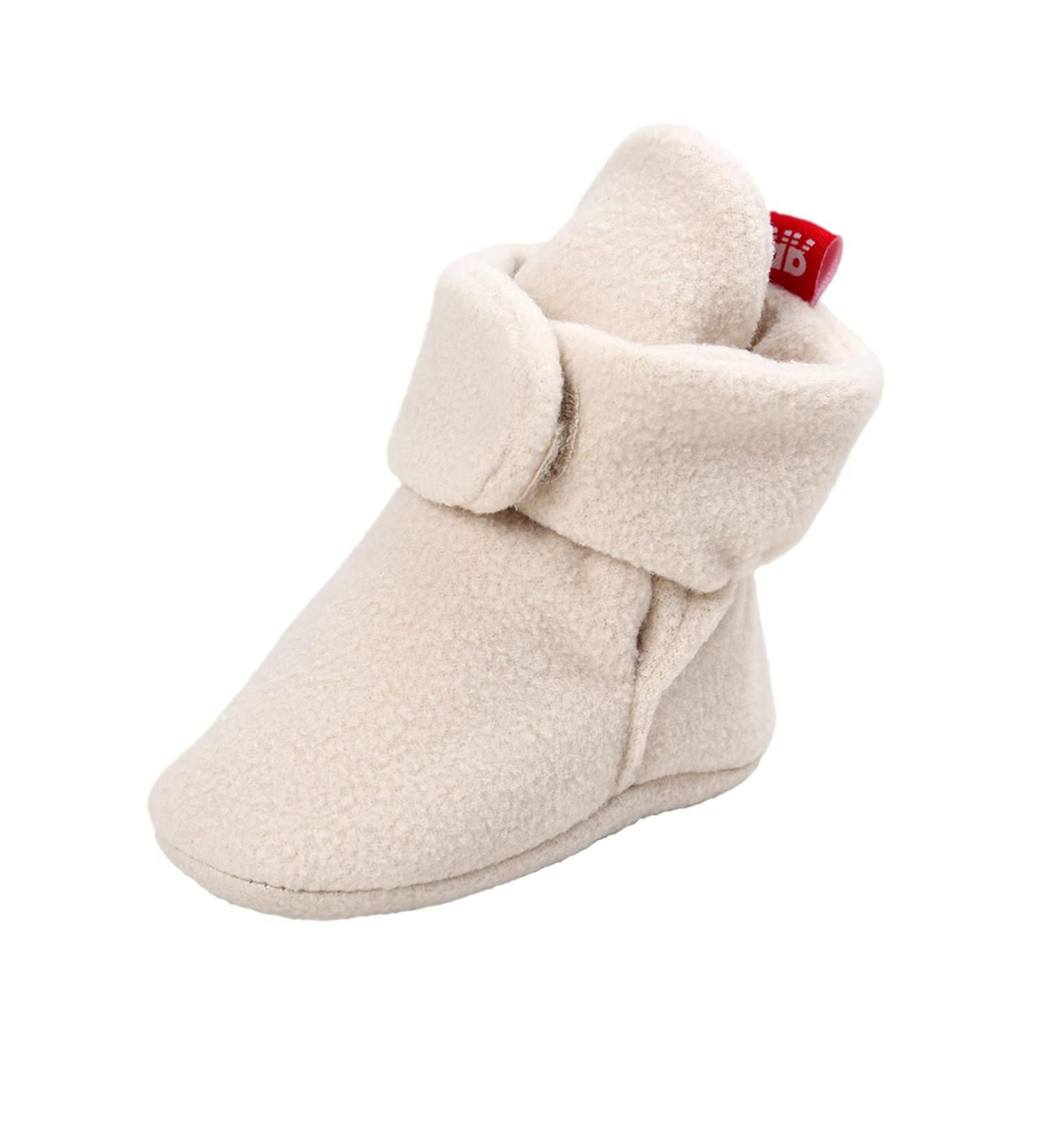 TMEOG Baby Booties Slippers | Infant Boots for Boys & Girls 0-18 Months | Soft Winter Sock Crib Shoes for Newborns | 0-6 Months | Beige - Buy Online on GoSupps.com