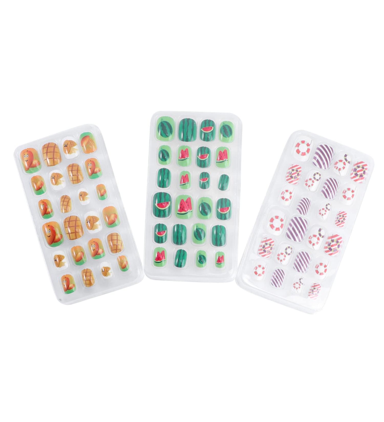 Beaupretty 3 Sets Summer Children Nail Tip Kids Kits Rainbow Nail Tips Kids False Nail Kit Nail Design Sticker Short False Fingernails Kids Nail Cover Little Girl Nail Flakes Cartoon Plastic - Buy Online on GoSupps.com