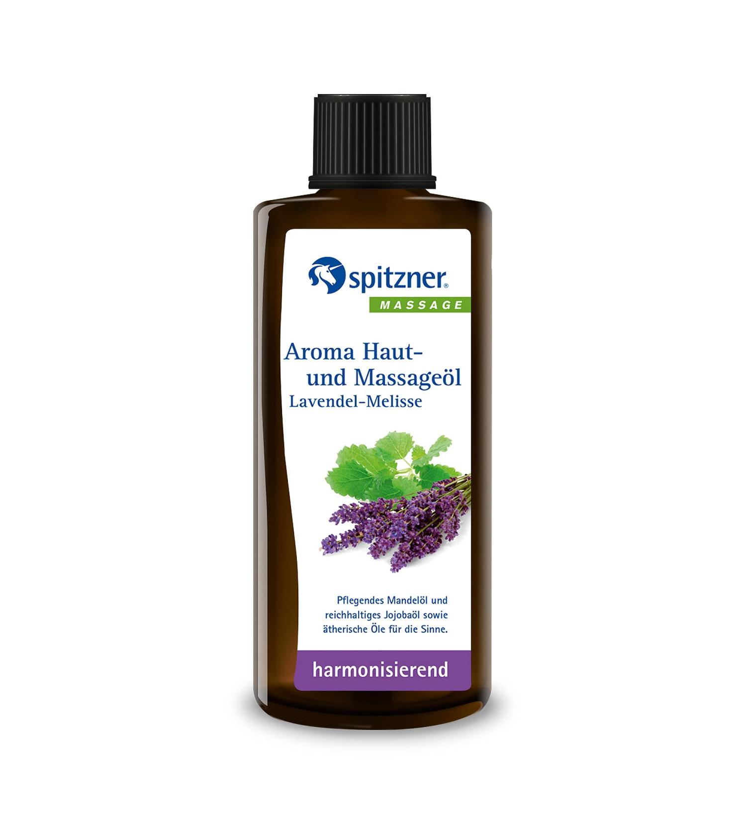 Spitzner Aroma Skin & Massage Oil - Lavender Lemon Balm (190ml) | Harmonizing with Jojoba & Almond Oils No Preservatives for Smooth Skin - Buy Online on GoSupps.com