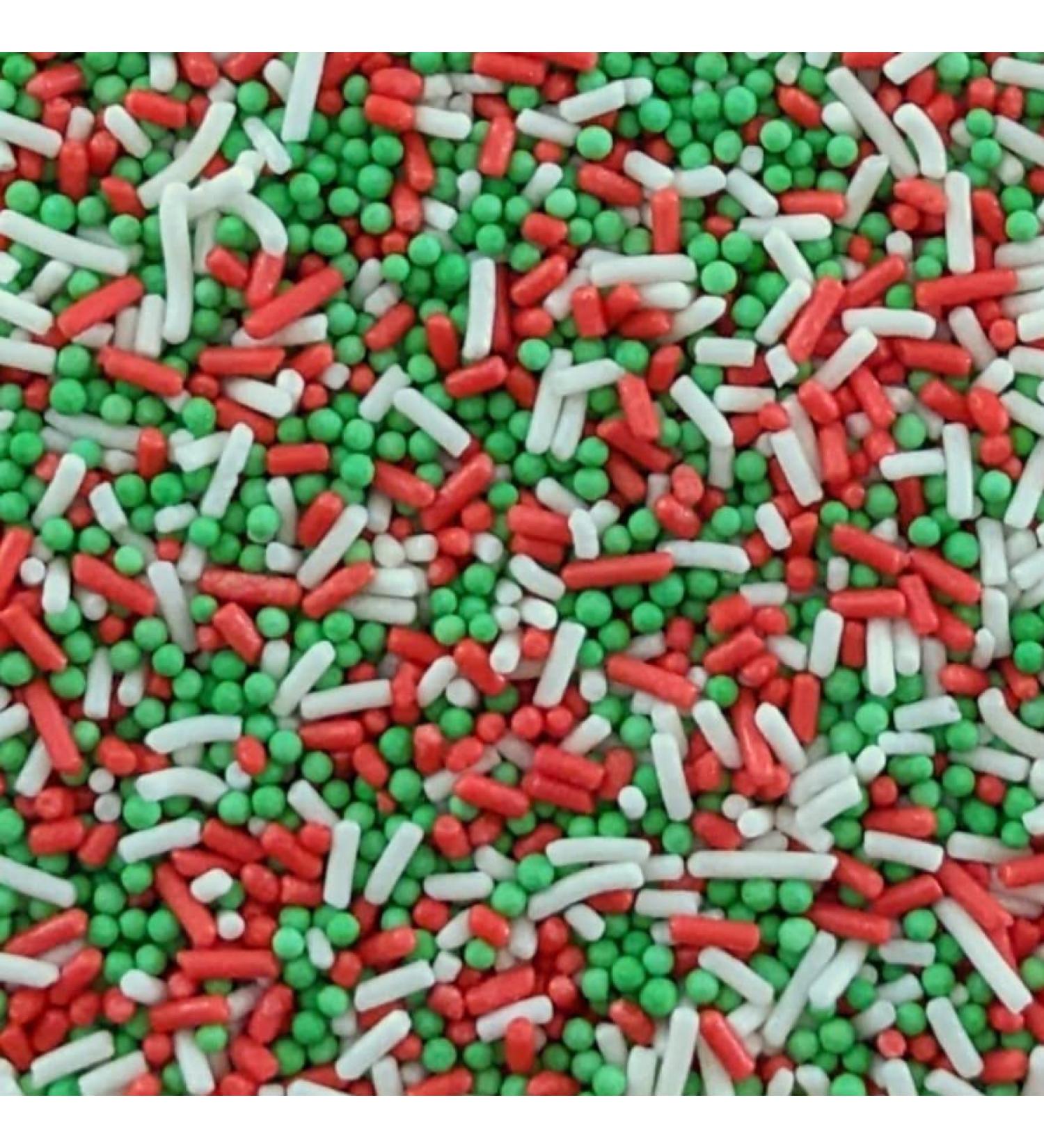 Christmas Mixed Sprinkles - 100g of Red White & Green Cake Sprinkles Toppers Decorations 100s 1000s Mini Balls Nonpareils Strands Festive Mix  - Buy Online on GoSupps.com