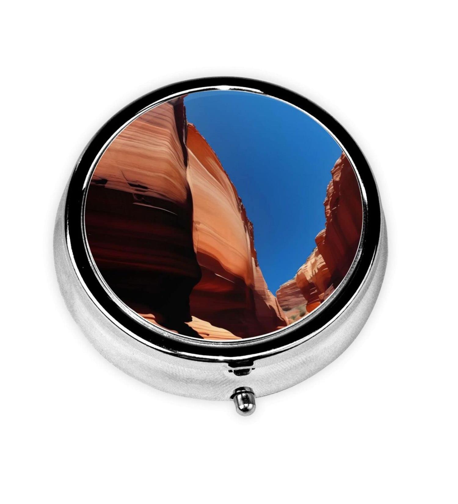 Buy Gorge Scenery Round Pill Box - 3 Compartment Travel Organizer | Portable & International Shipping - Buy Online on GoSupps.com