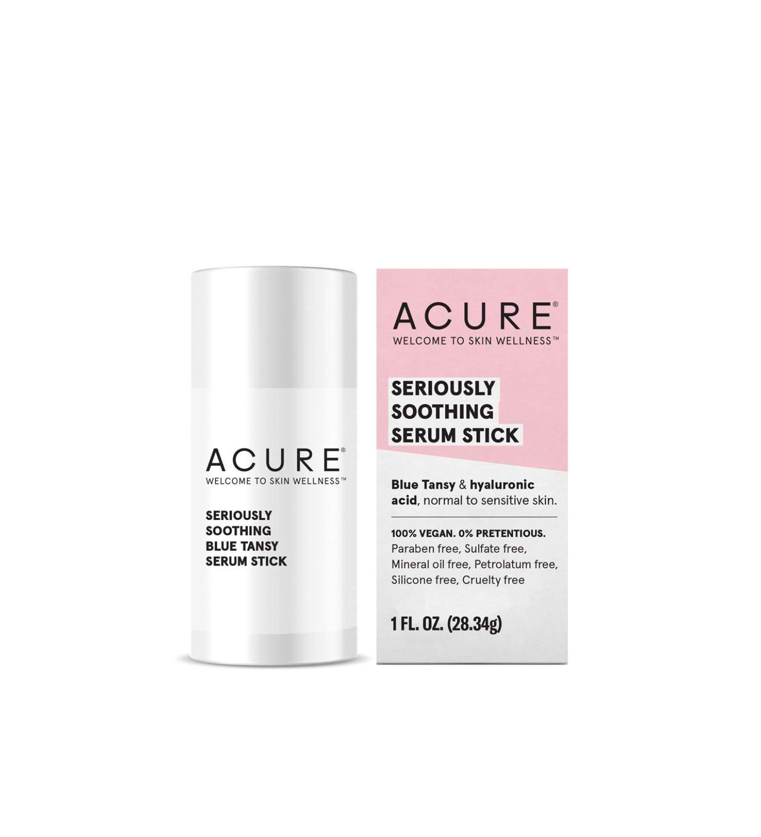 Acure Seriously Soothing Serum Stick - 100% Vegan, Hydrating Blue Tansy & Hyaluronic Acid for DrySensitive Skin - Unscented, 1 Fl Oz - Buy Online on GoSupps.com