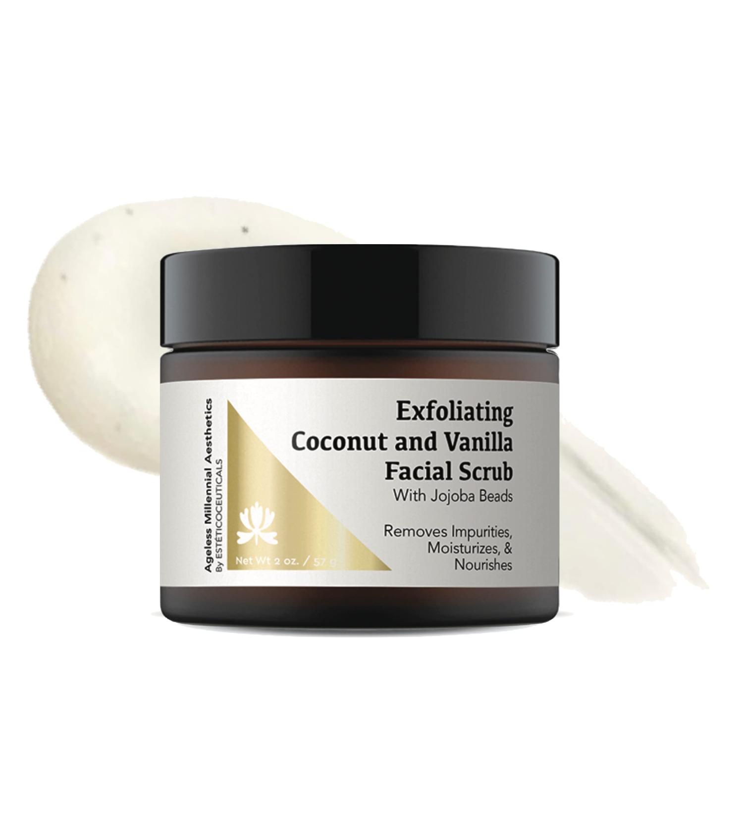 Ageless Millennial Aesthetics Exfoliating Coconut & Vanilla Facial Scrub | Daily Smoothing Face & Body Scrub with Jojoba Beads - 2.0oz | International Shipping Available - Buy Online on GoSupps.com