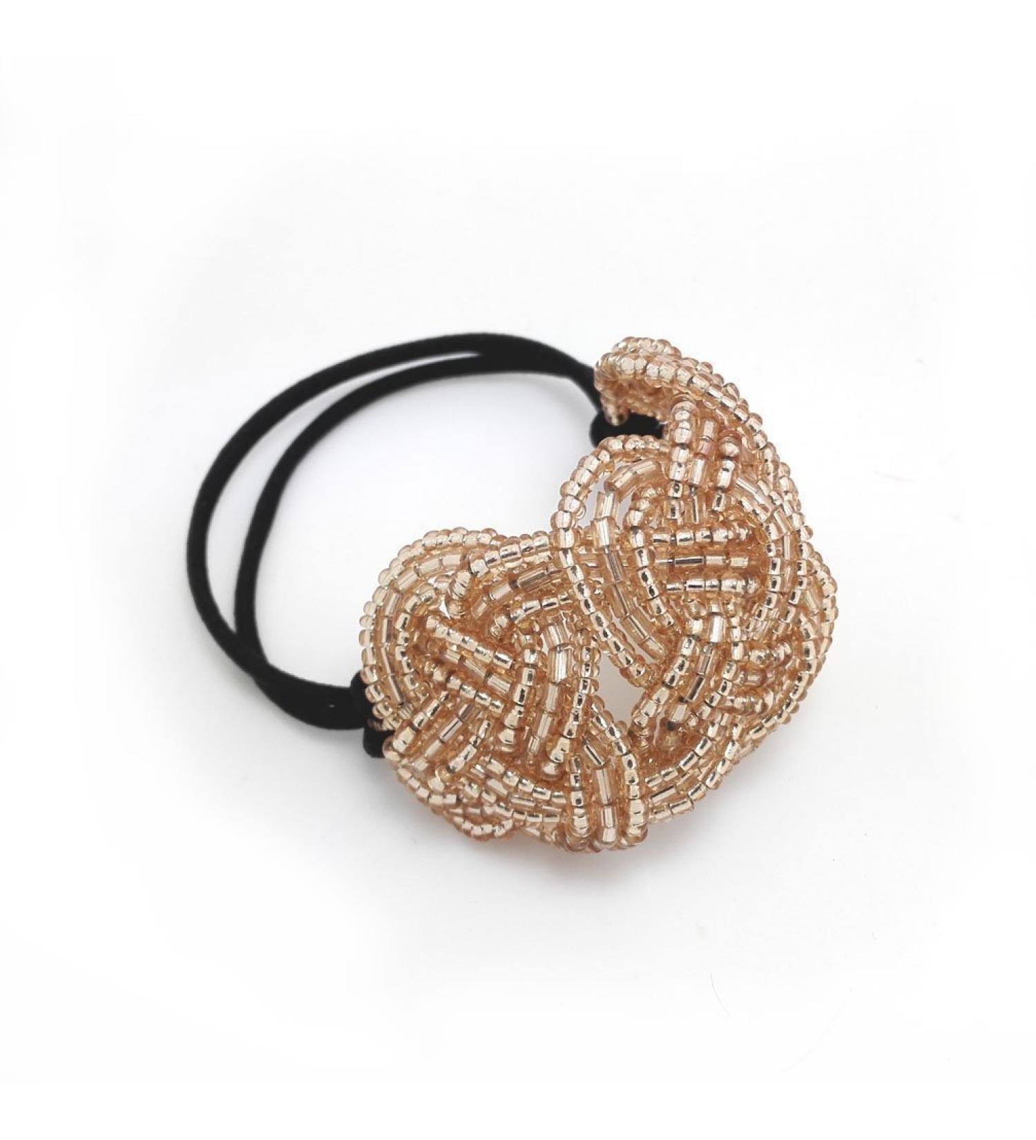 Meilliwish Crystal Beads Ponytail Holder Hair Tie (Yellow) (B10)