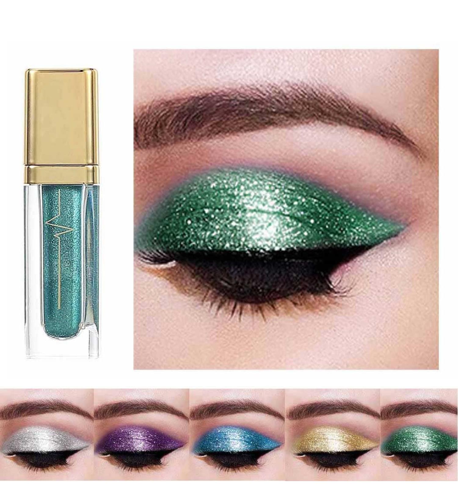 Kilshye Glitter Liquid Eyeshadow - Metallic Shimmer Eye Shadow for Women and Girls - Long Lasting, Waterproof Formula - High Pigment Eyes Makeup (Green 18) - Buy Online on GoSupps.com