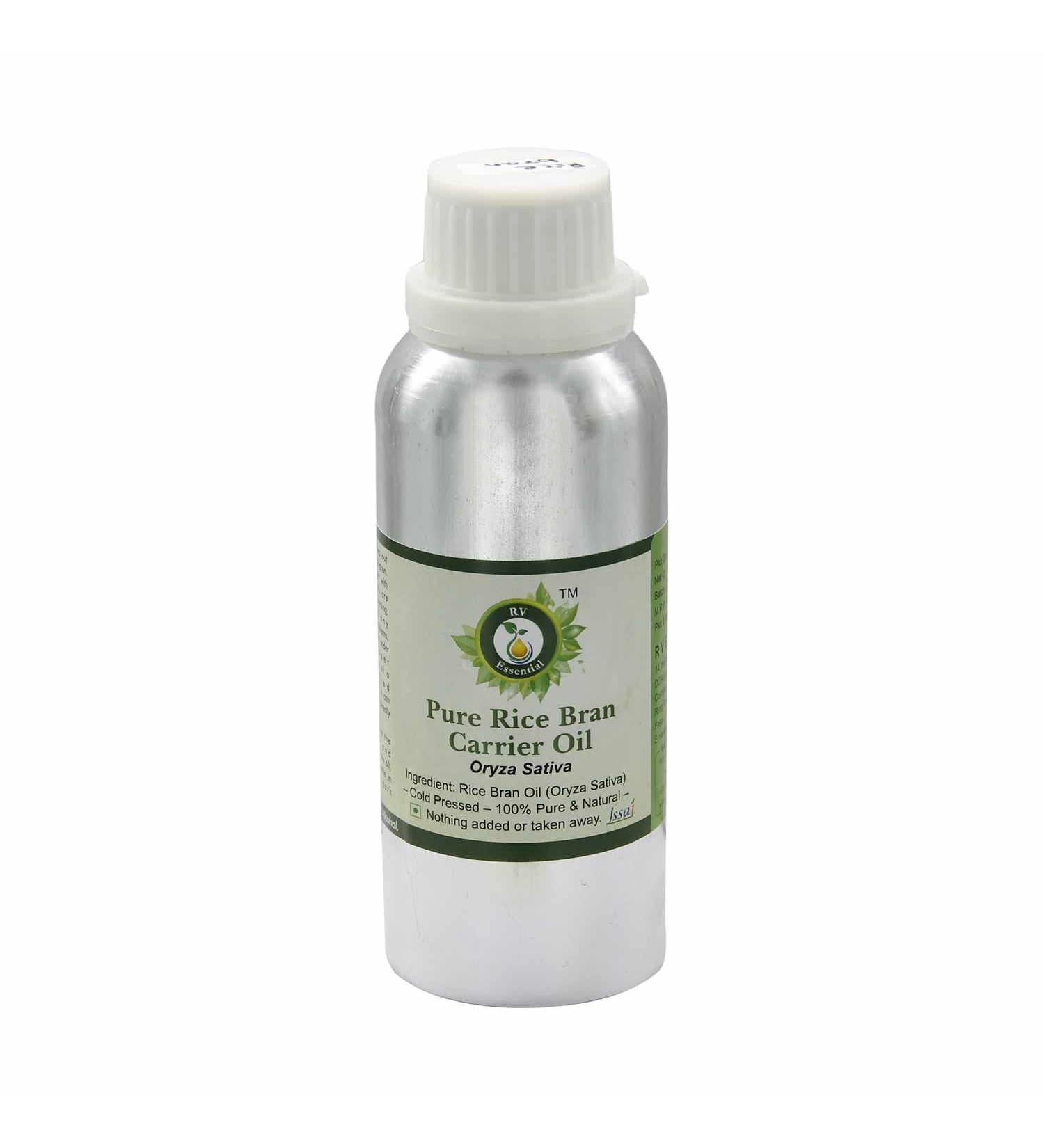 R V Essential Pure Rice Bran Carrier Oil 630ml (21oz)- Oryza Sativa (100% Pure and Natural Cold Pressed) - Buy Online on GoSupps.com