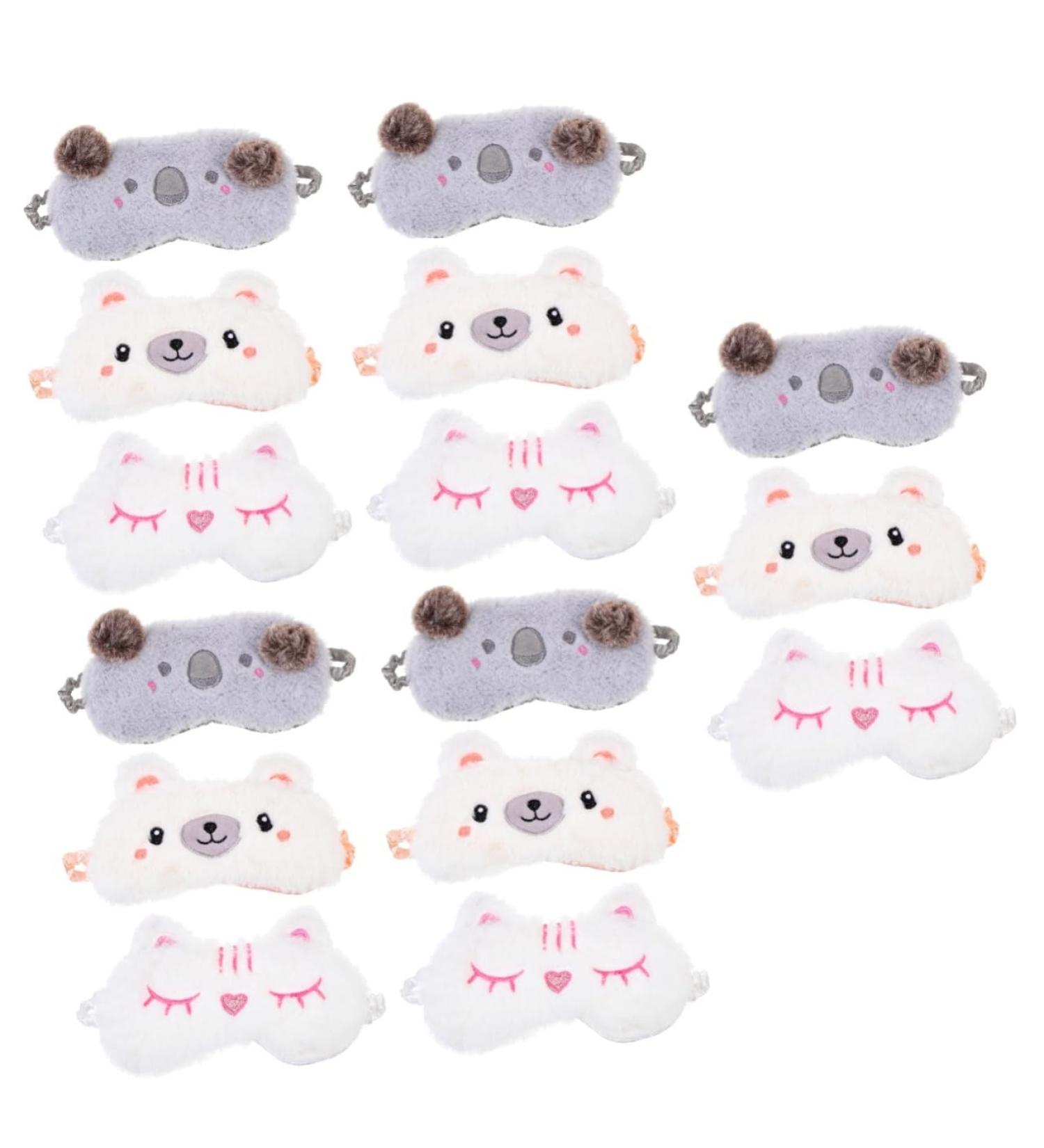 Mobestech 15 Pcs Plush Eye Mask Set | Pink Sleeping Masks Guinea Pig Toys & Silk Scrunchies | Cozy Eye Shades for Women - Buy Online on GoSupps.com