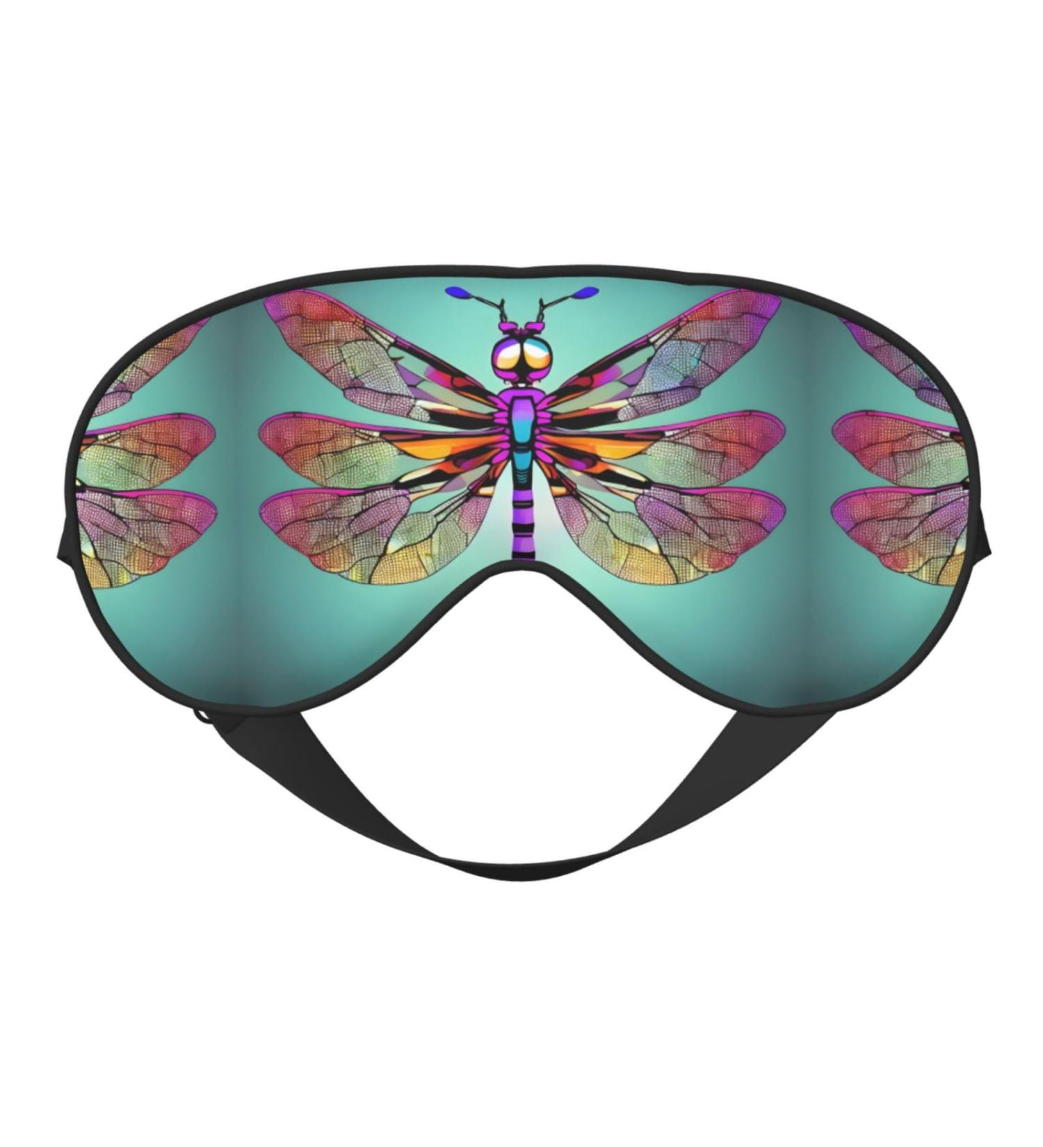 Shop Cute Dragonfly Pattern Double-Sided Eye Mask | Adjustable Comfort Blindfold - Light Blocking Sleep Mask - Buy Online on GoSupps.com