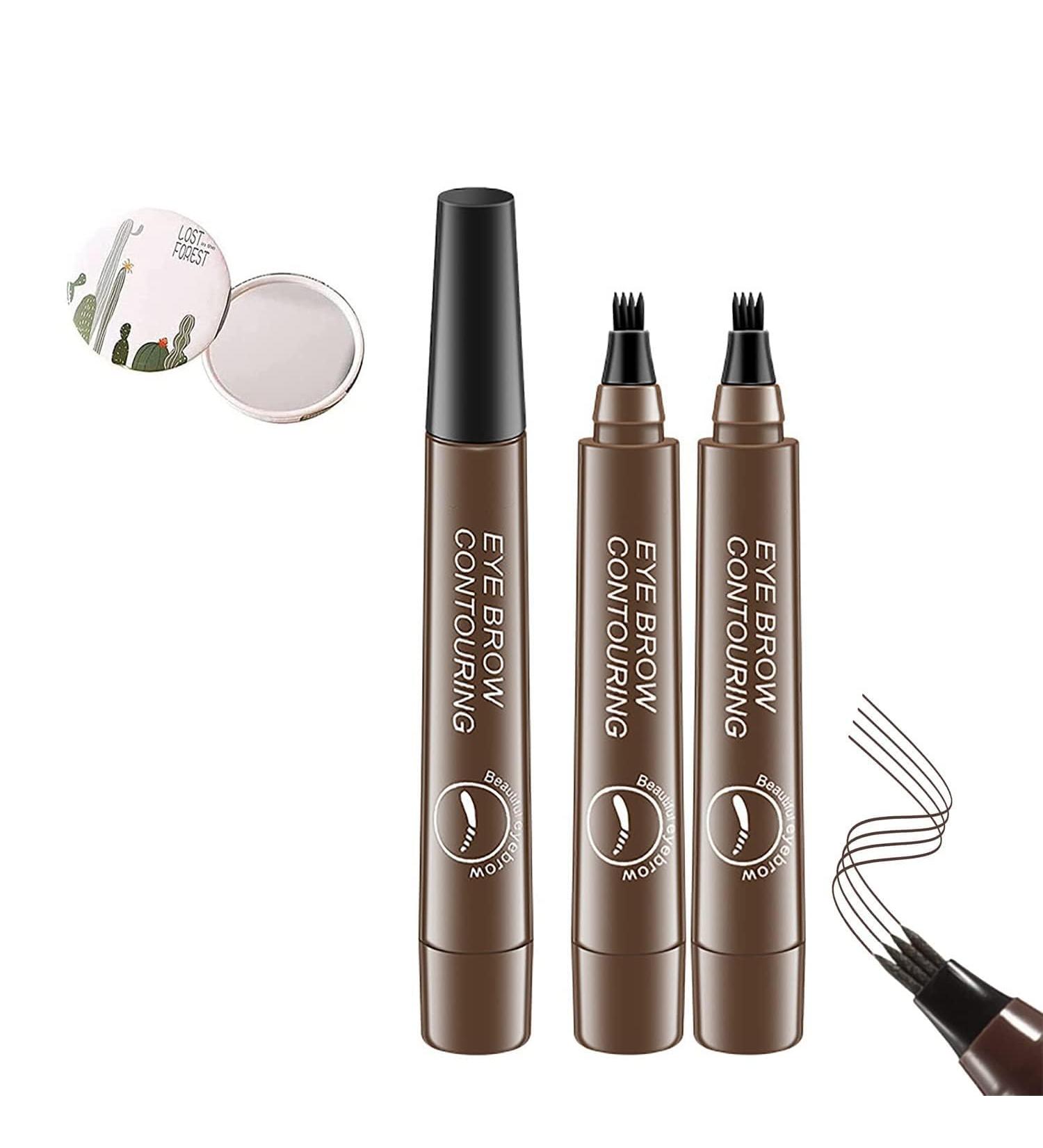 Matezis Eyebrow Pencil 2pcs Lumierez Brow Pen 4 Tipped Precise Brow Pen Long Lasting Microblading Eyebrow Pen (Dark Brown) - Buy Online on GoSupps.com