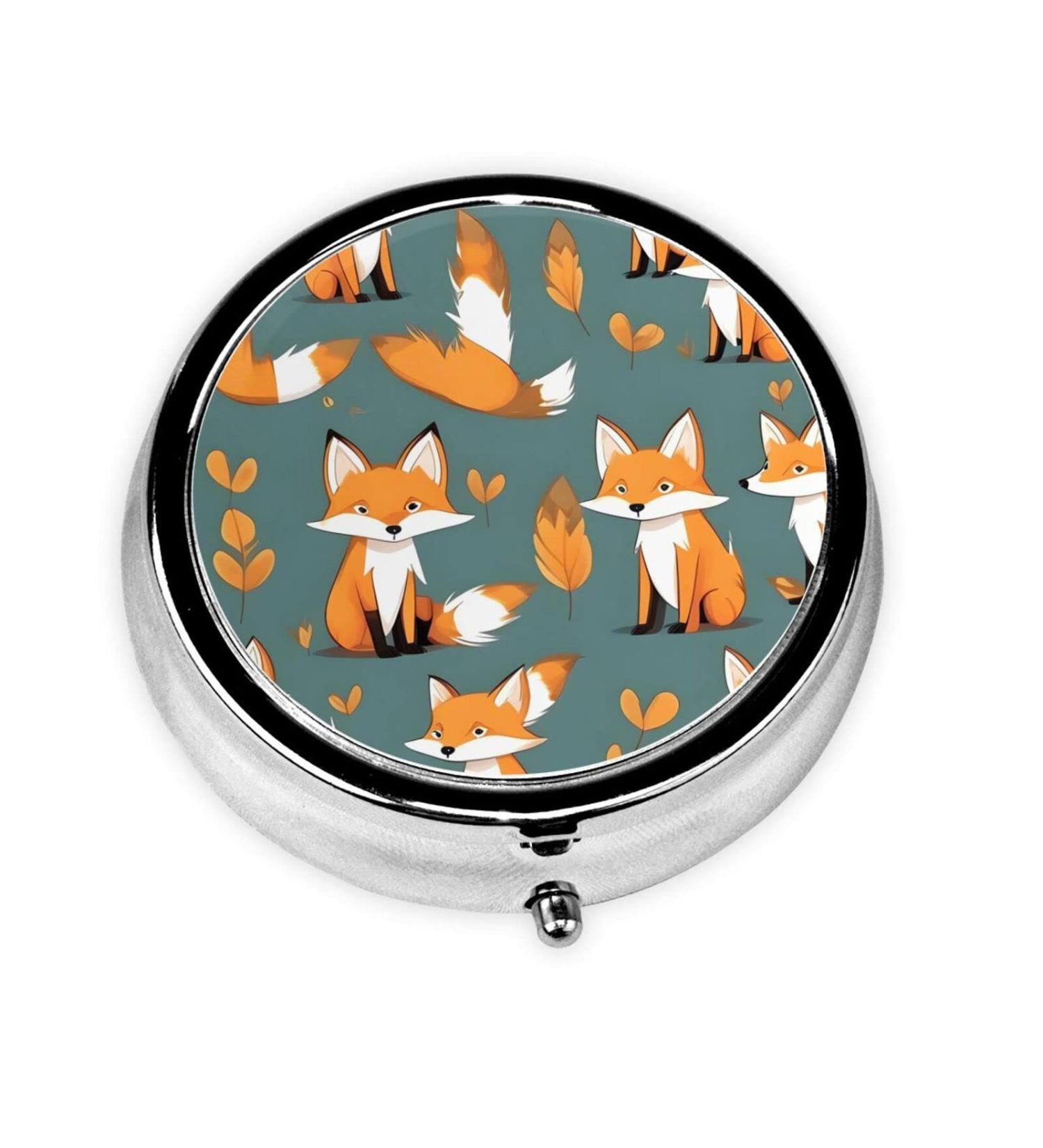 Yellow Fox Round Pill Box | 3 Compartment Travel Organizer | Portable Black Pill Box for International Shipping - Buy Online on GoSupps.com
