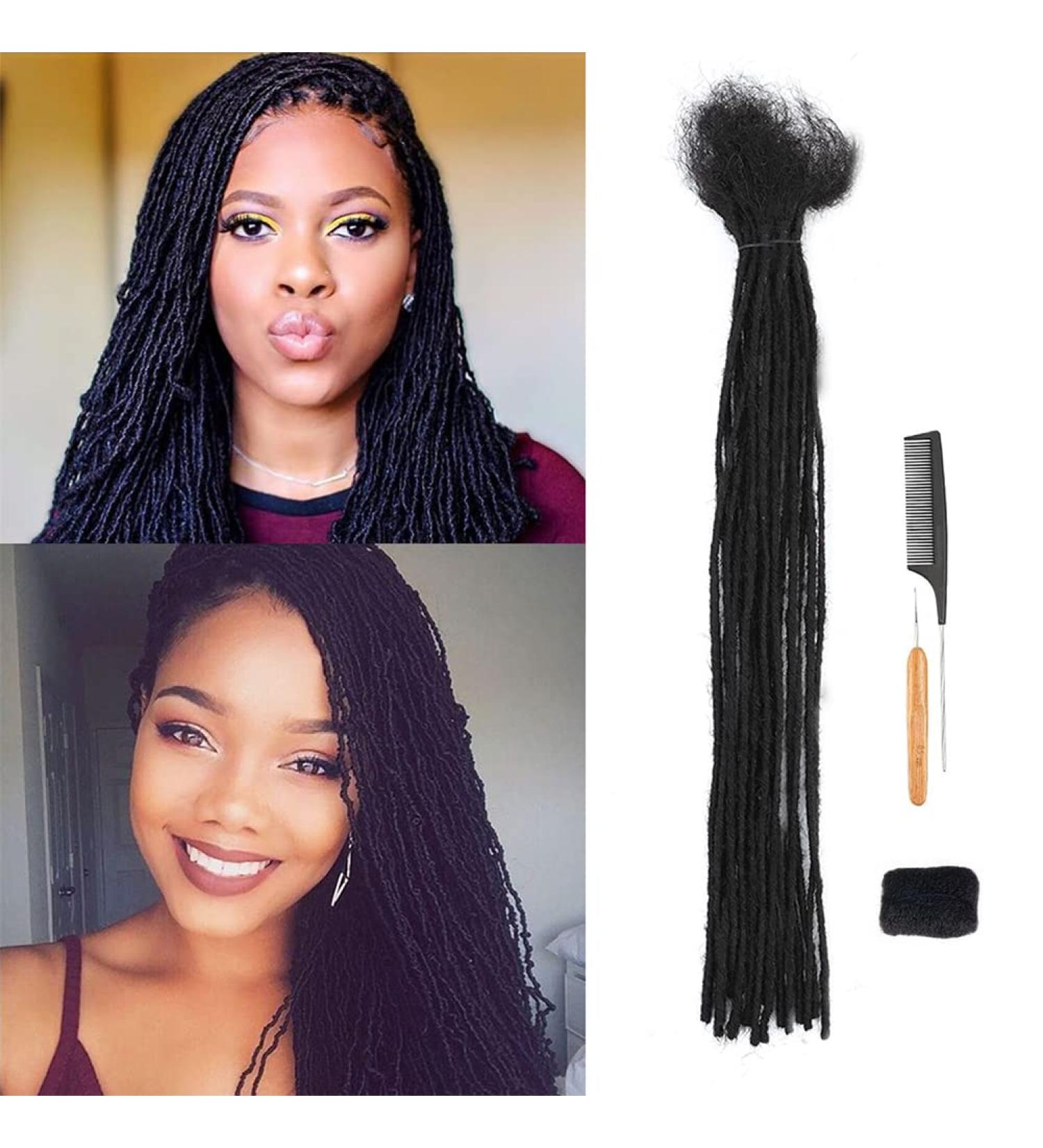 8 Inch 30 Strands 0.2cm Loc Extensions | Handmade Natural Black Human Hair Dreadlocks for Black Women/Men | Dye & Bleach Safe - Buy Online on GoSupps.com