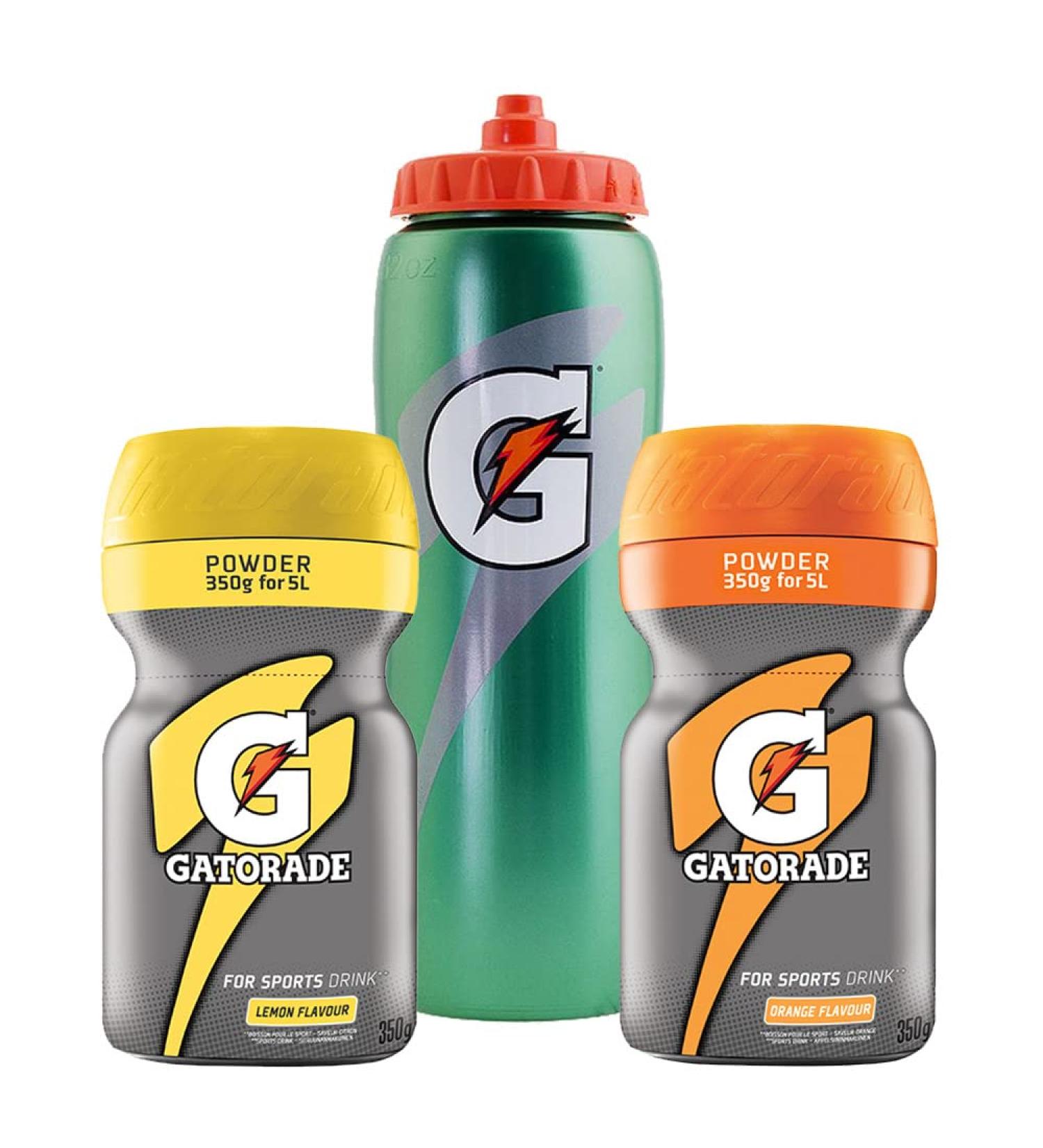 Amazing America Gatorade Pulver Set - 350g Orange & Lemon | Low-Calorie ISO Drink Powder Bundle with Bottle | Perfect Gift for Athletes - Buy Online on GoSupps.com