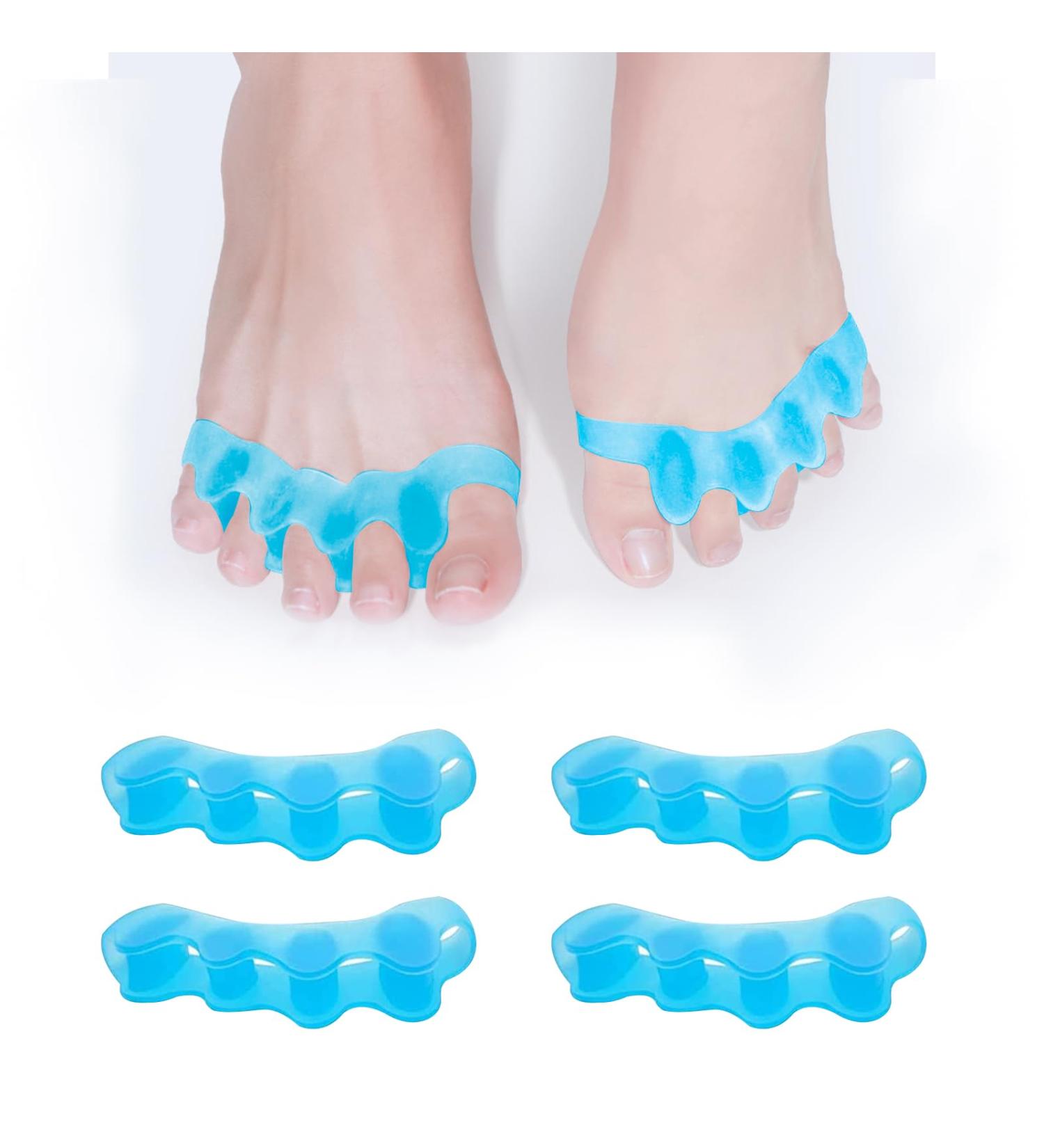 Soothing Silicone Toe Separators - 2 Pairs | Toe Straighteners, Spacers & Stretcher for Curled, Overlapping Toes | Relaxation & Relief for Feet - Blue - Buy Online on GoSupps.com