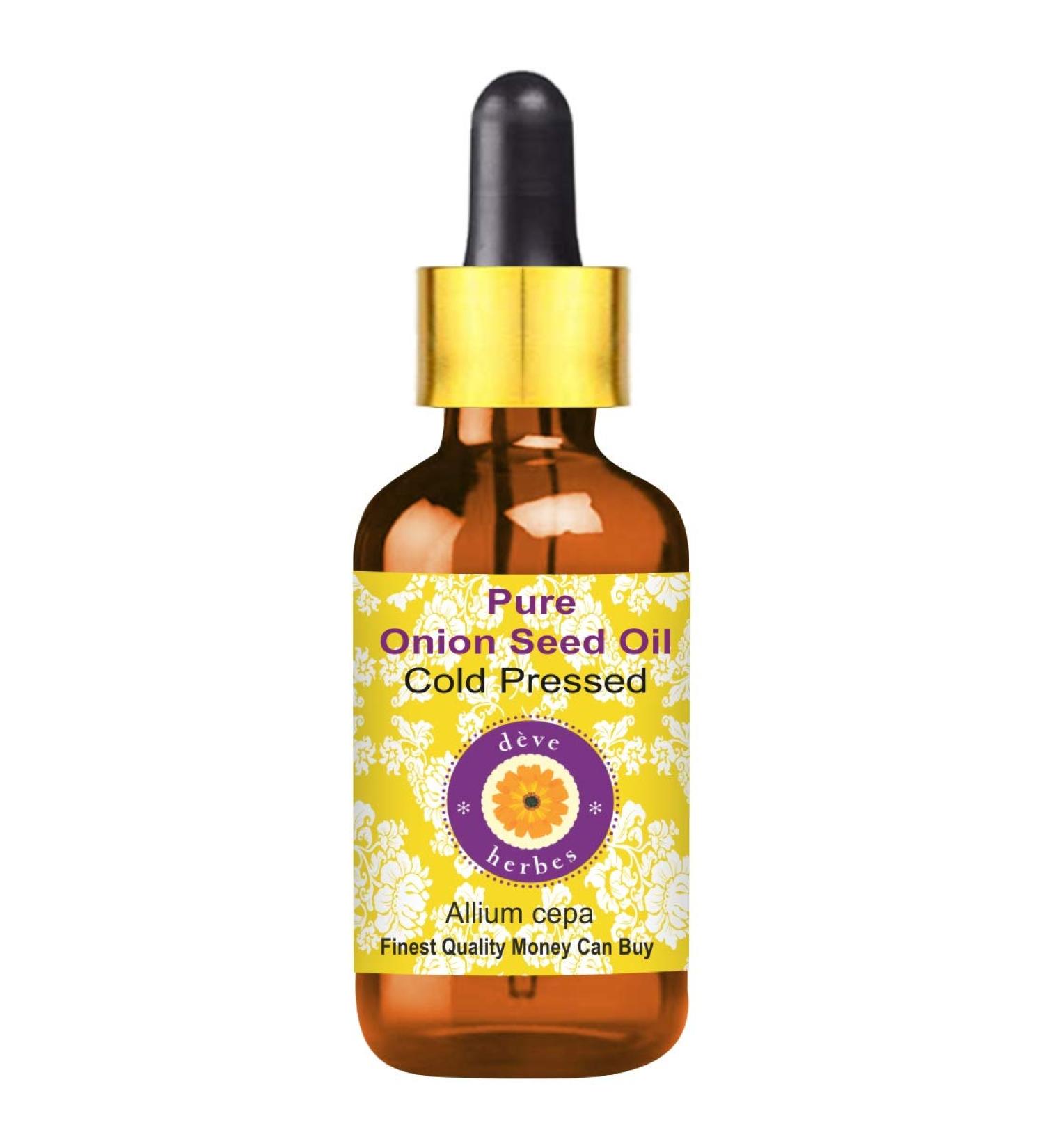Deve Herbes Pure Onion Seed Oil (Allium cepa) with Glass Dropper Cold Pressed 50ml (1.69 oz) - Buy Online on GoSupps.com