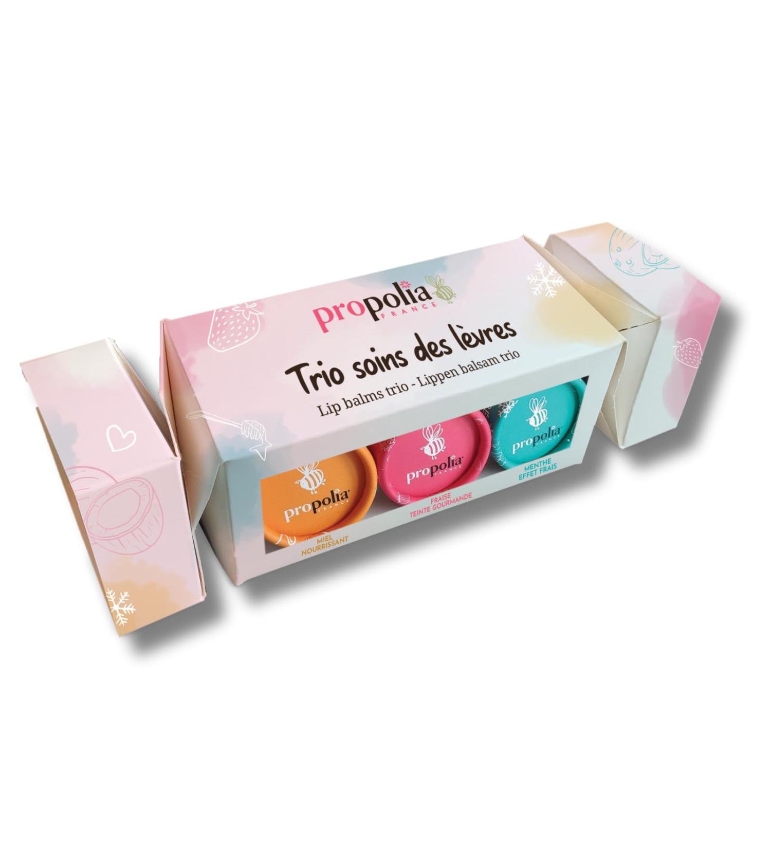 PROPOLIA - Organic - Gift box - Lip care trio - 3 lip balms with honey beeswax & shea butter - Natural/Tinted/Fresh effect - Made in France - 1 set - Buy Online on GoSupps.com