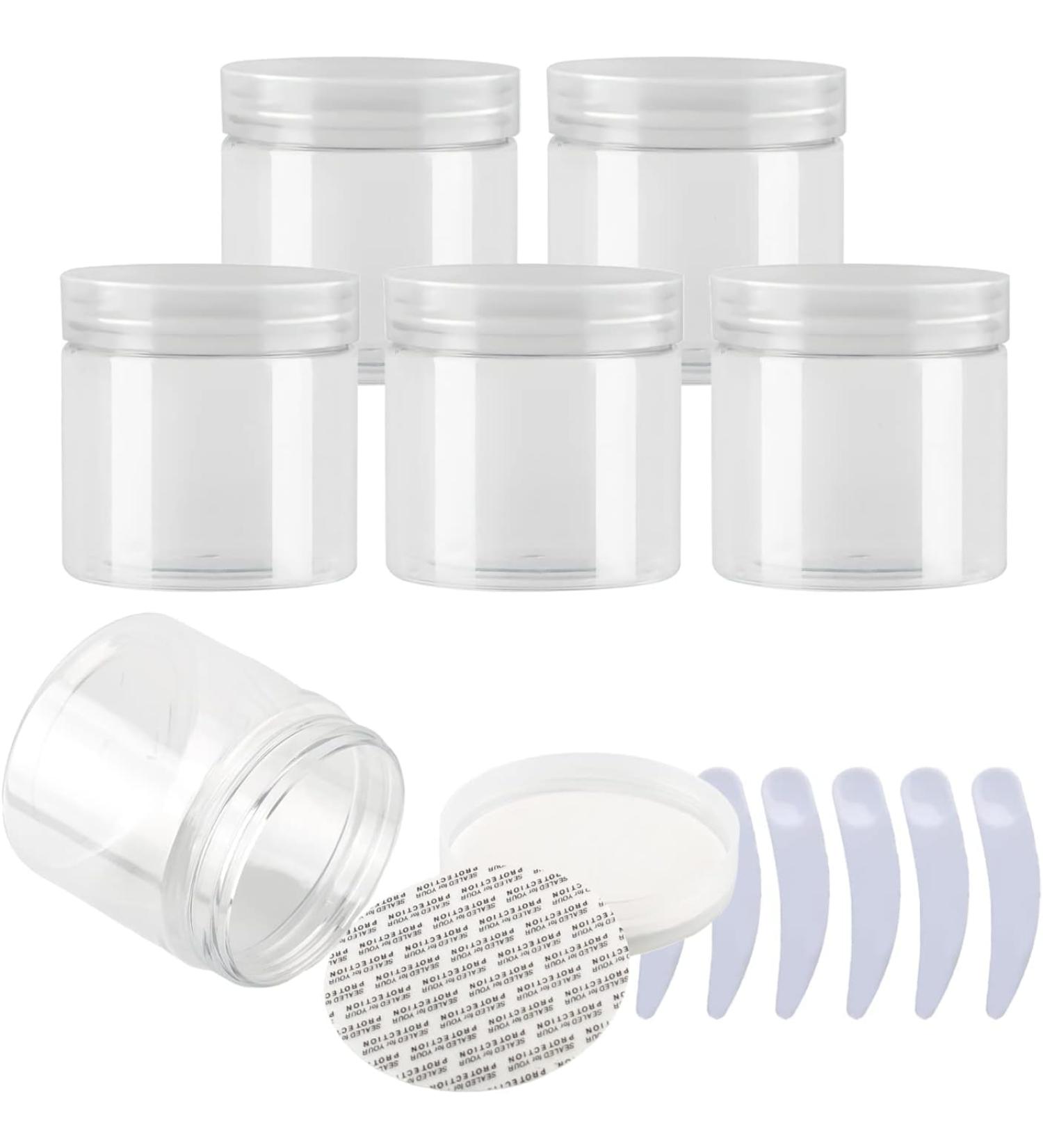travel pots for cream small pots with lids Pack of 6 Â  100ml Blue Plastic Cream Jars Cosmetic Pots withÂ Clear Lids Containers for Toiletries (Color : Transparent Size : 200ml) 200ml Transparent - Buy Online on GoSupps.com