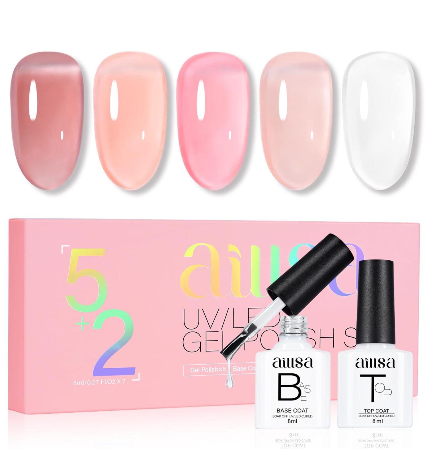 AILLSA Nude Gel Polish Set Pink Milky White Jelly Gel Nail Polish with Base and Top Coat Neutral Sheer Colors Translucent Gel Polish for French Manicure Soak Off U V Gel Starter Kit DIY at Home Crystal Castles - Buy Online on GoSupps.com