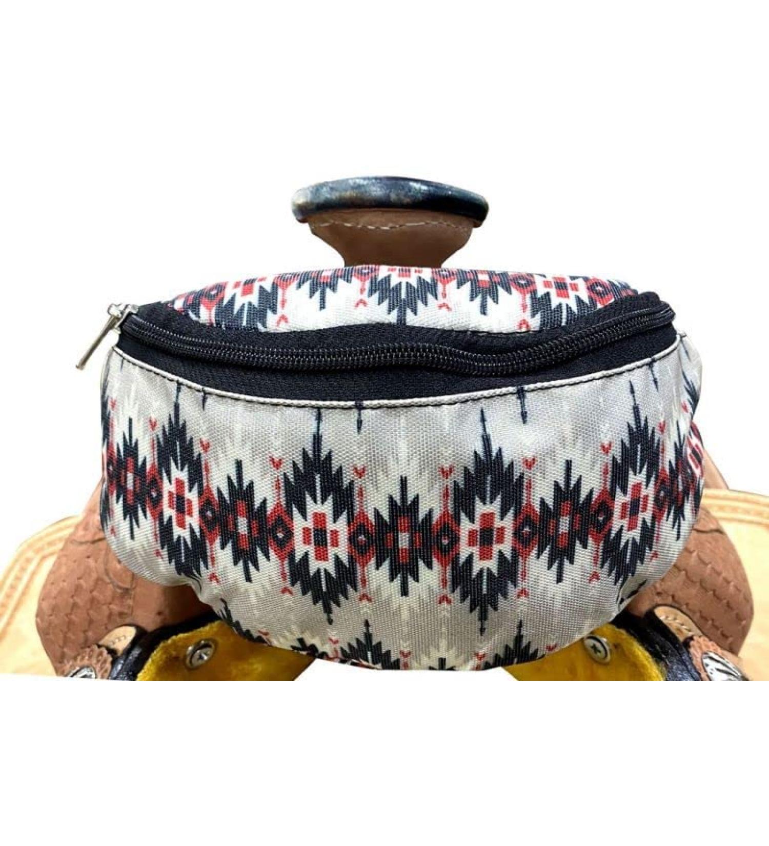 Showman Gray Aztec Print Insulated Nylon Saddle Pouch