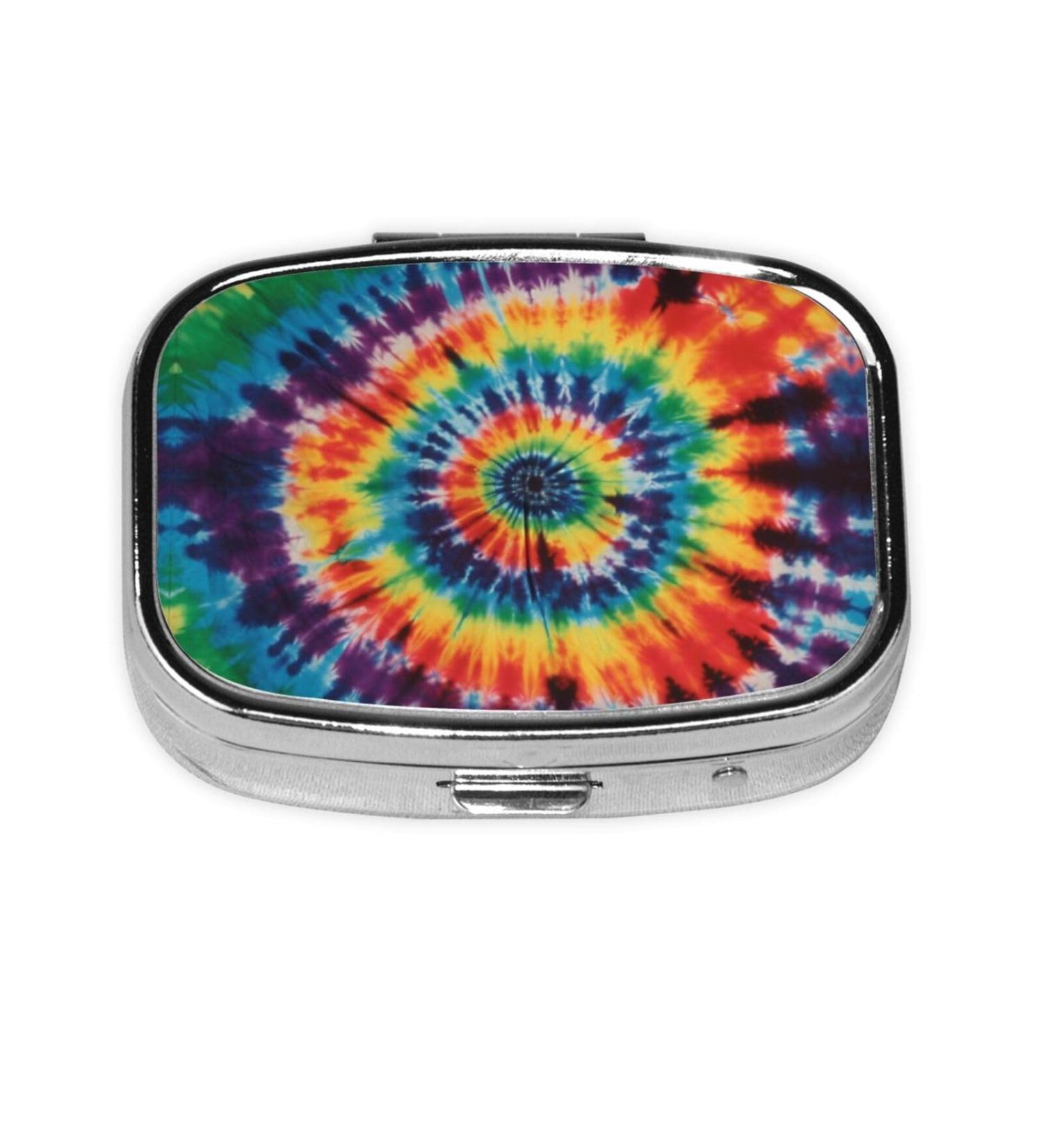 Shop Tie Dye Hippies Small Pill Case - 2 Compartment Travel Pill Organizer | Cute Pill Box for Purse & Gifts - Buy Online on GoSupps.com