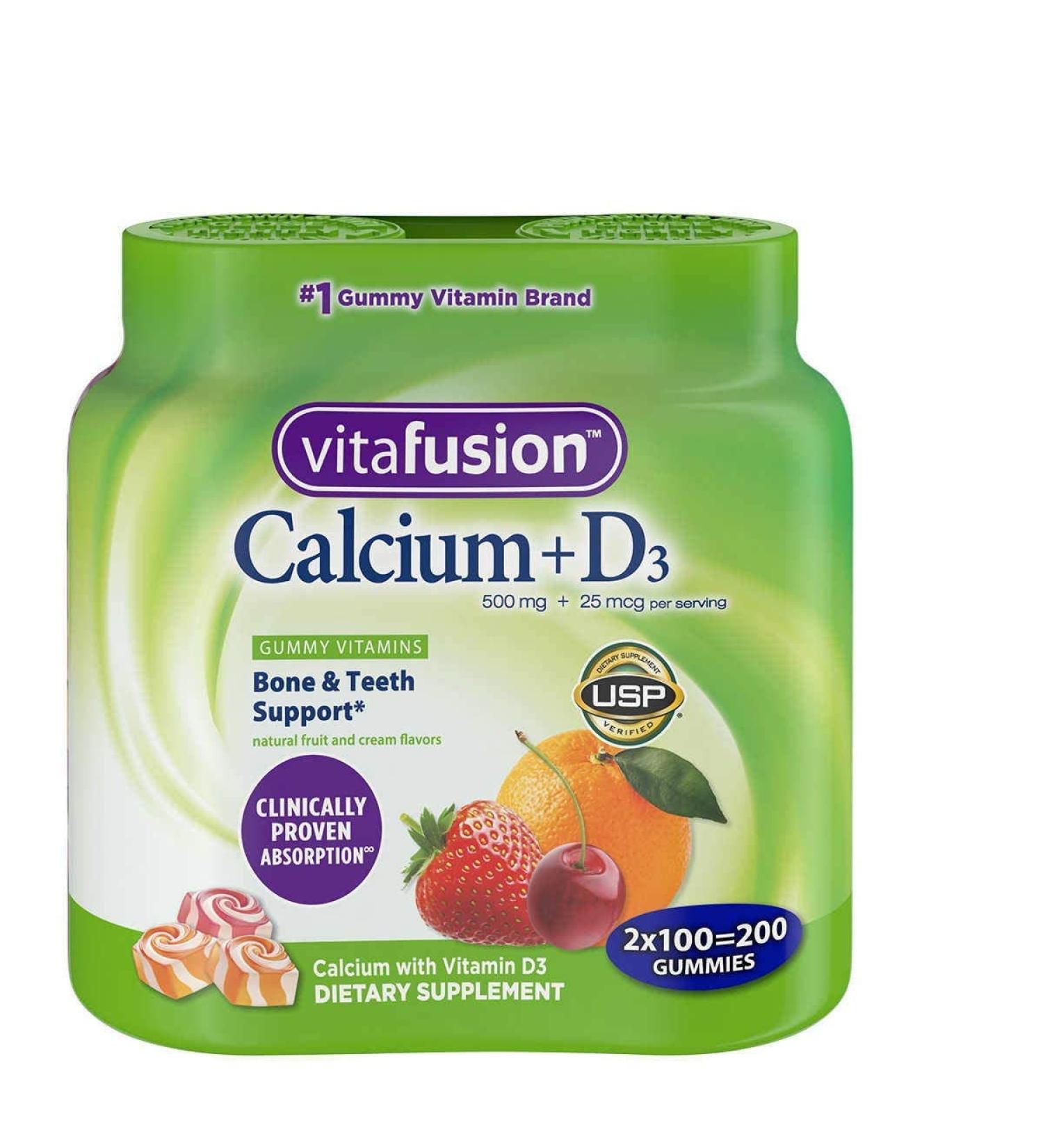 Calcium Gummies HES Vitamins for Adults 500mg (2 Pack) - Fruit & Cream 200 Count - Buy Online on GoSupps.com