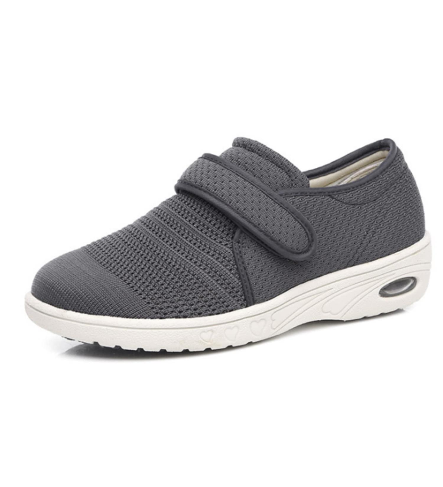 KXSM Womens Diabetic Slippers Orthopedic Shoes - Non-Slip Adjustable Comfort for Arthritis, Diabetes, Plantar Fasciitis - Grey (Size 35) - Buy Online on GoSupps.com