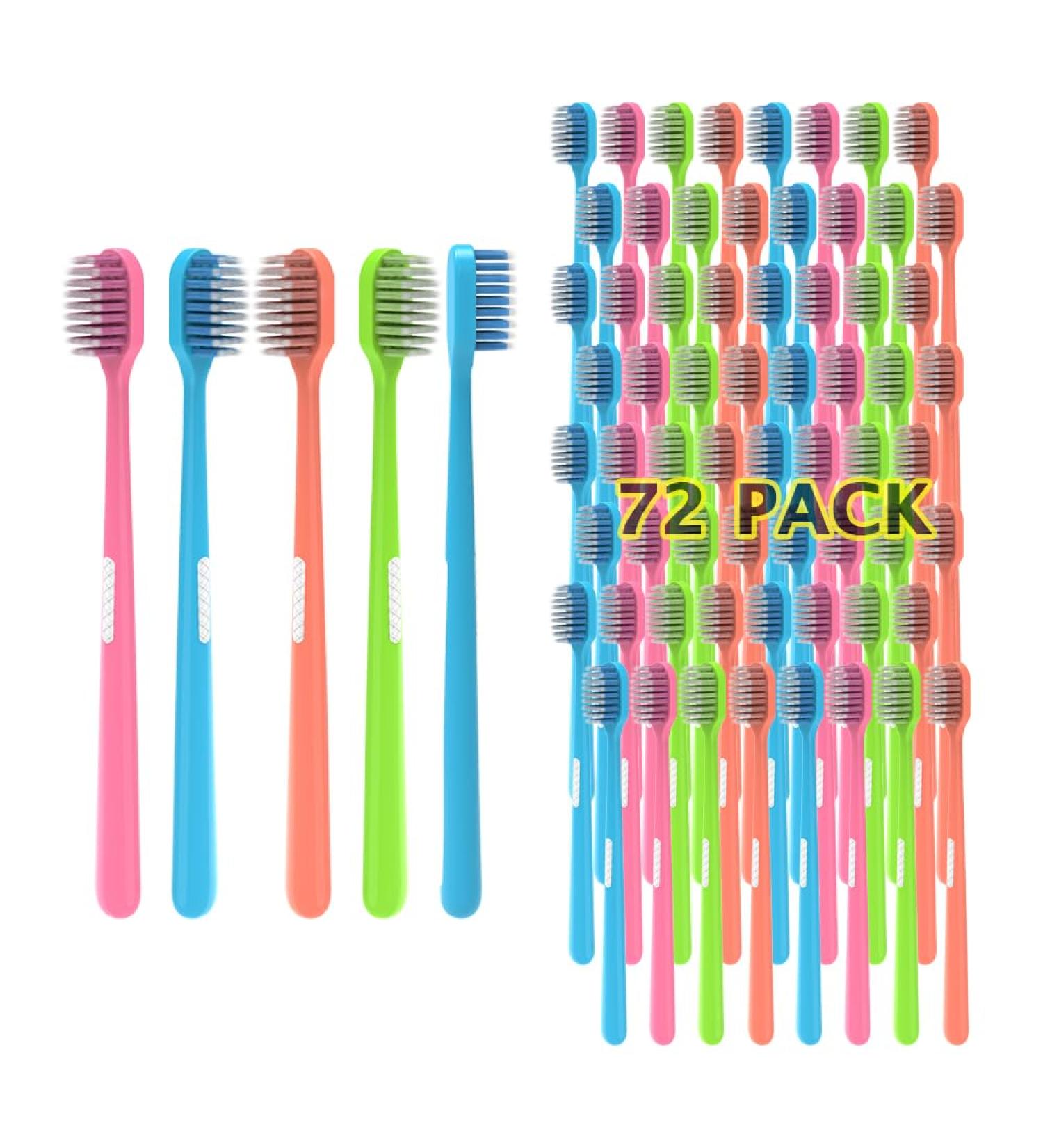 Prepasted toothbrushes Colorful Soft Bristles Disposable Toothbrushes (72)