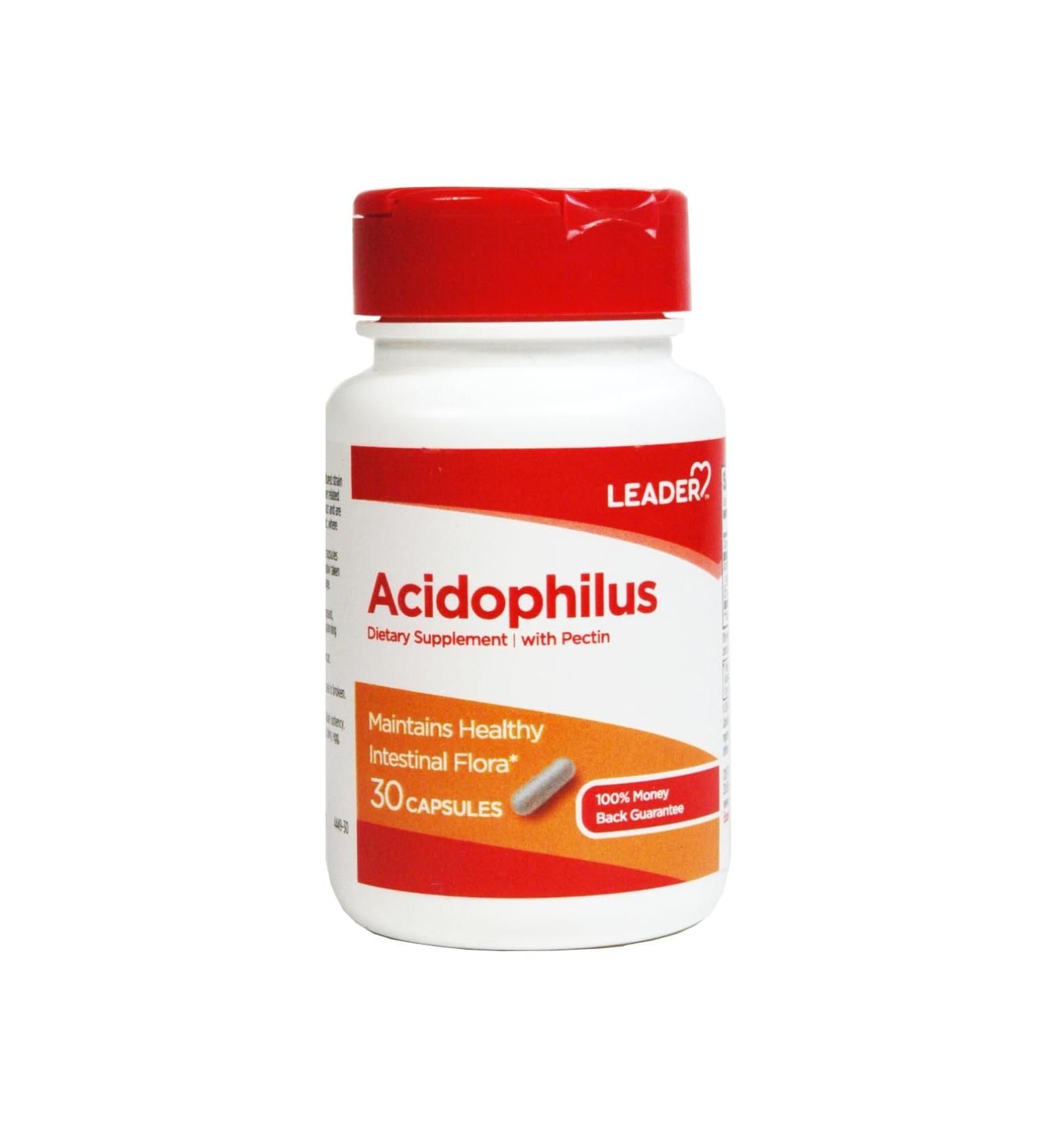 Leader Acidophilus Capsules 30 Count per Bottle (2 Pack)