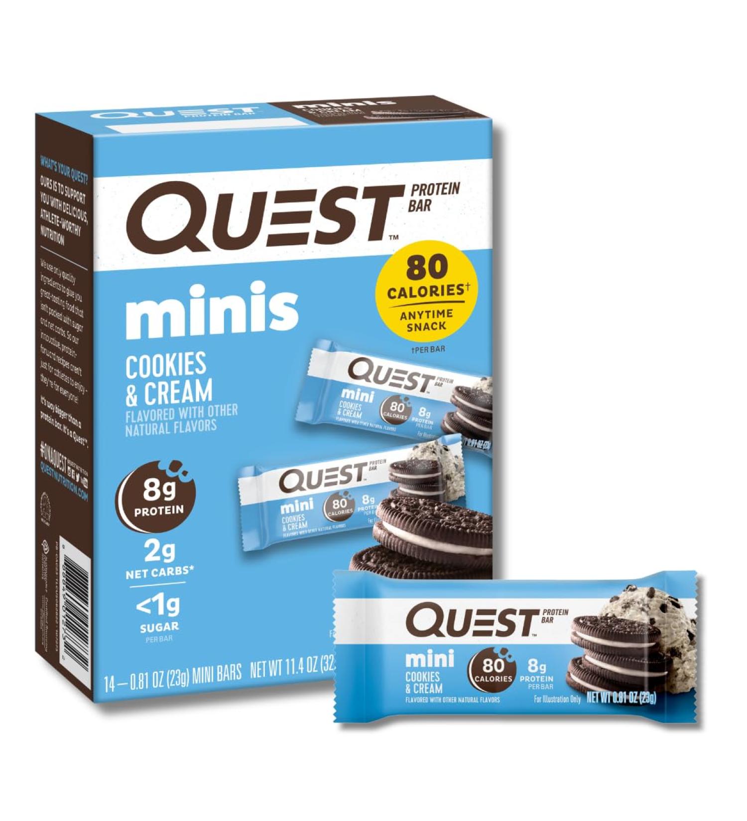 Quest Double Chocolate Protein Bars 12 Count and Mini Cookies & Cream Bars 14 Count Bundle - Buy Online on GoSupps.com