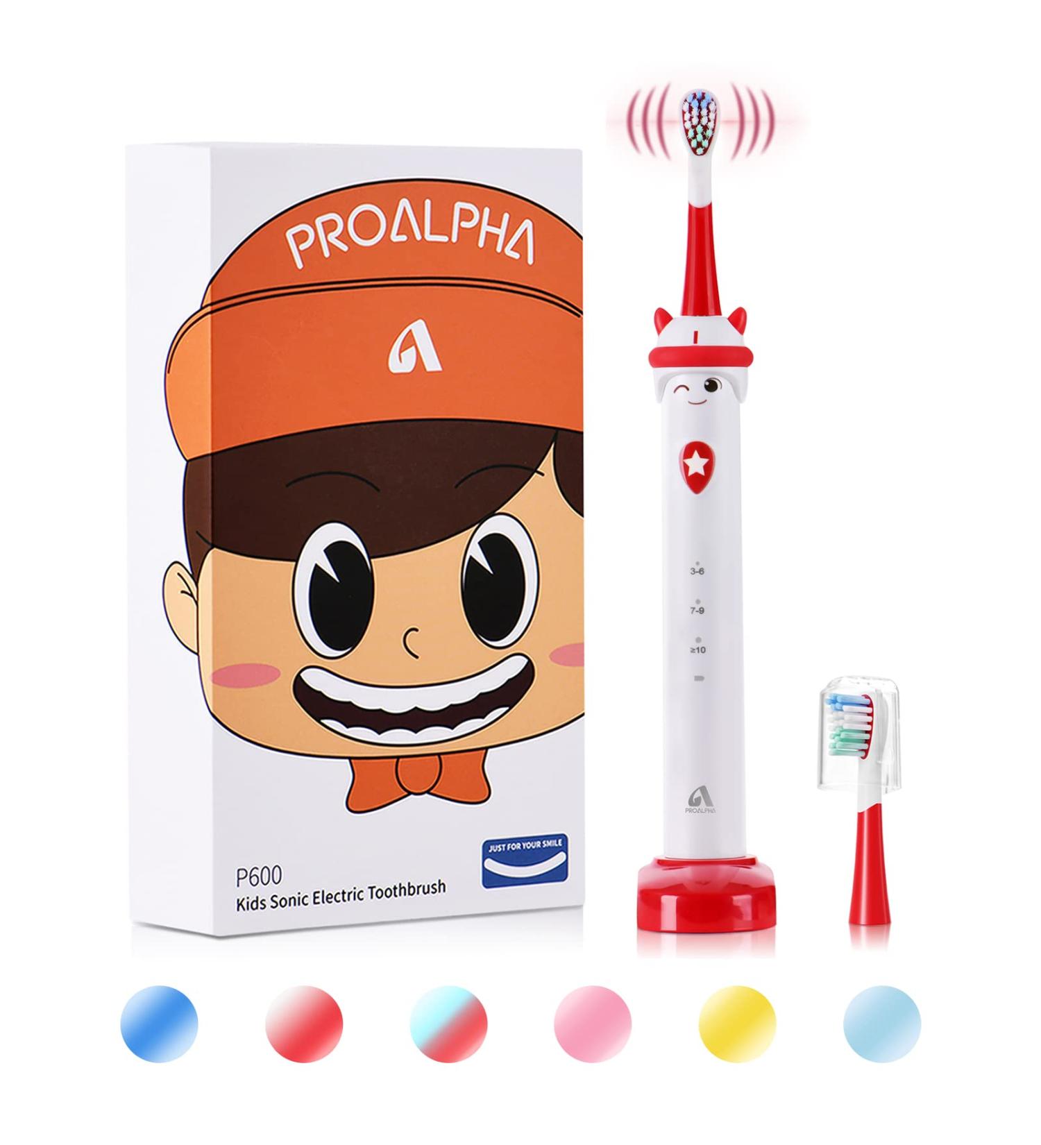 Kids Sonic Electric Toothbrush - Rechargeable, 3 Modes, Cartoon Design, USB Charging, 2 Brush Heads - Buy Online on GoSupps.com