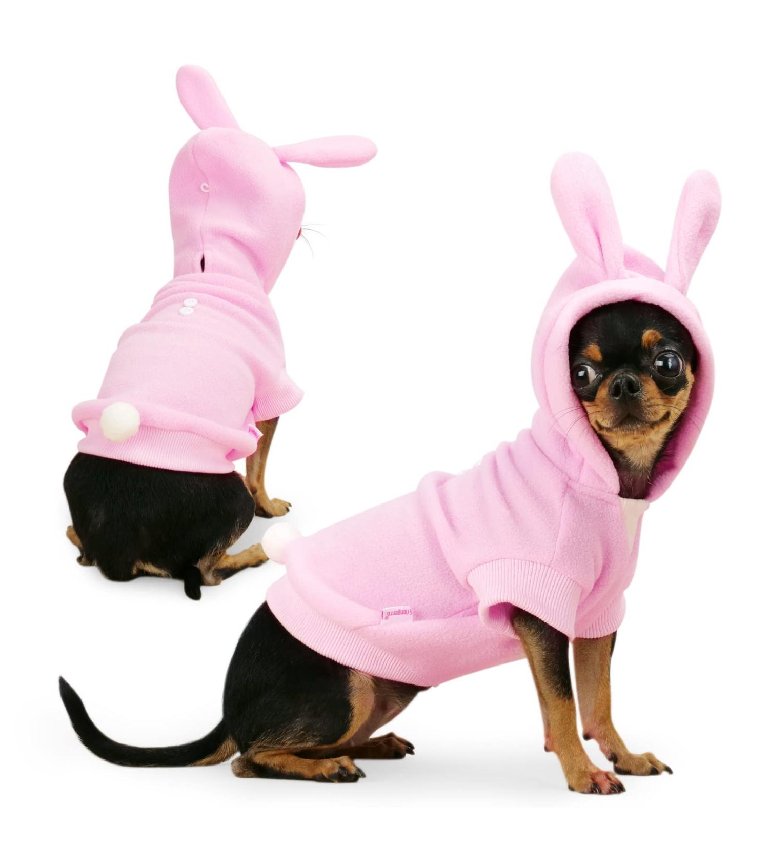 Frienperro Easter Rabbit Dog Costume - Pink XXS Cotton Hoodie for Small Dogs & Puppies - Buy Online on GoSupps.com