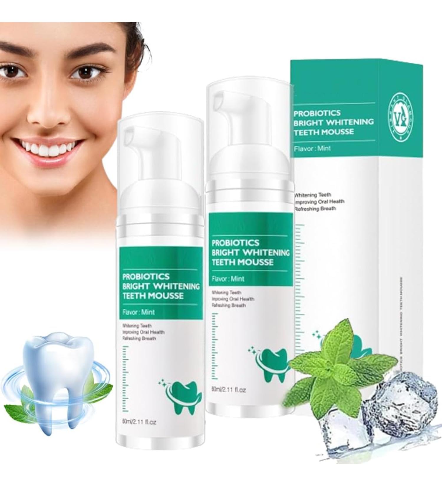Lenaro Probiotics Teeth Whitening Mousse - 2PCs Herbal Oral Repair for Bright Smiles & Fresh Breath - Buy Online on GoSupps.com