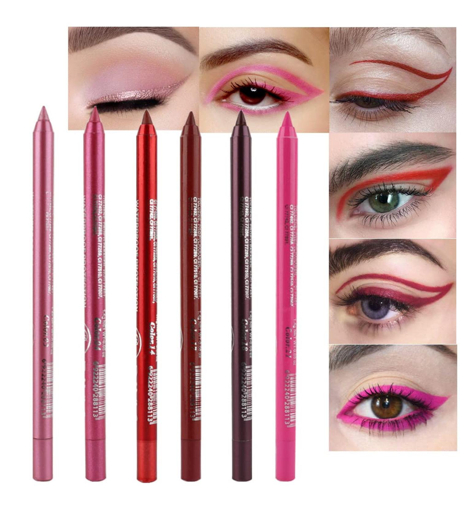 6Pcs Waterproof Glitter Eyeliner Pencils Set - Colorful Metallic Liquid Eye Liners for Women - Long Lasting Formula - Pack of 6 - Buy Online on GoSupps.com