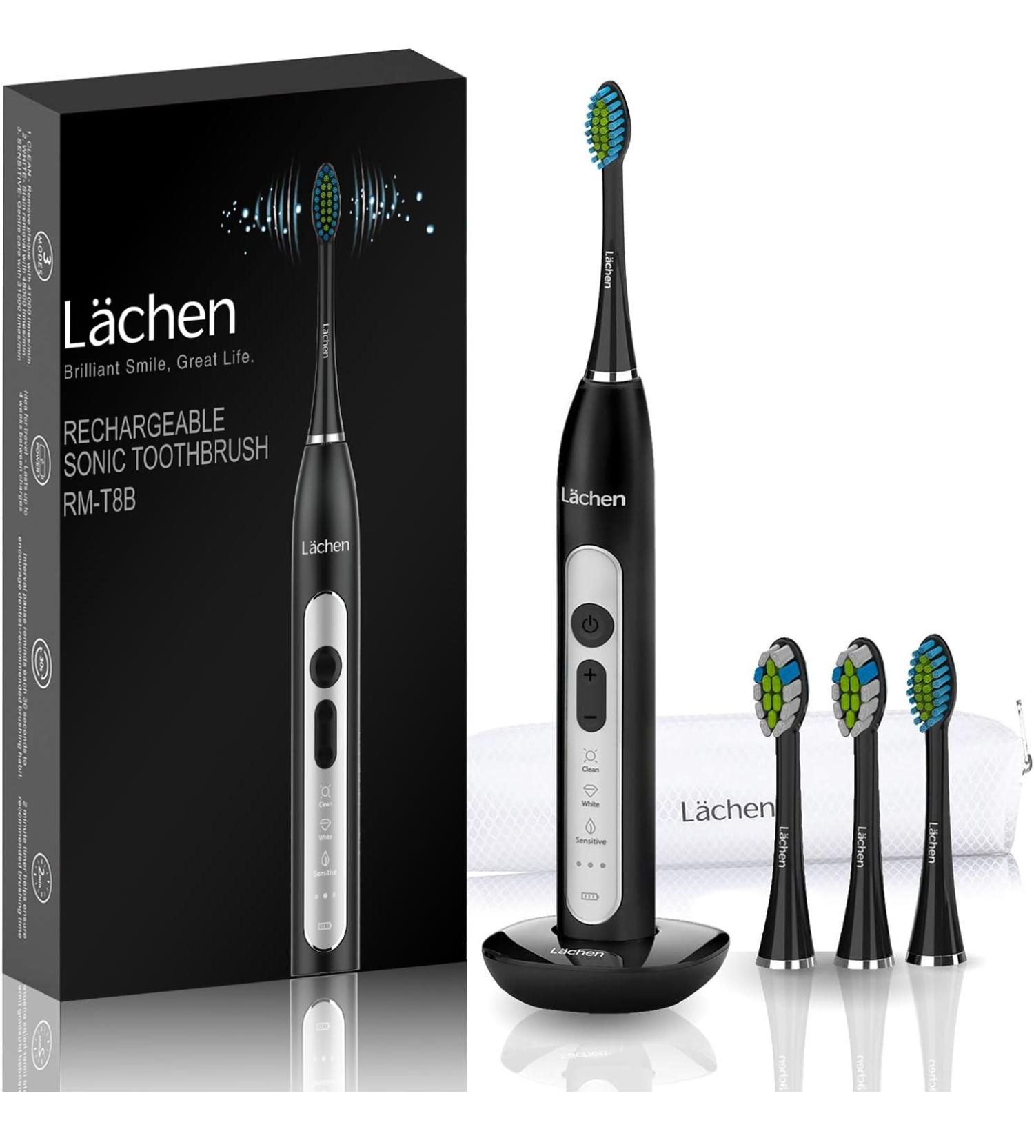 Area Electric Toothbrush - Sound Toothbrush with 4 Brush Heads Timers 3 Modes & Travel Bag - B-Black | International Shipping - Buy Online on GoSupps.com