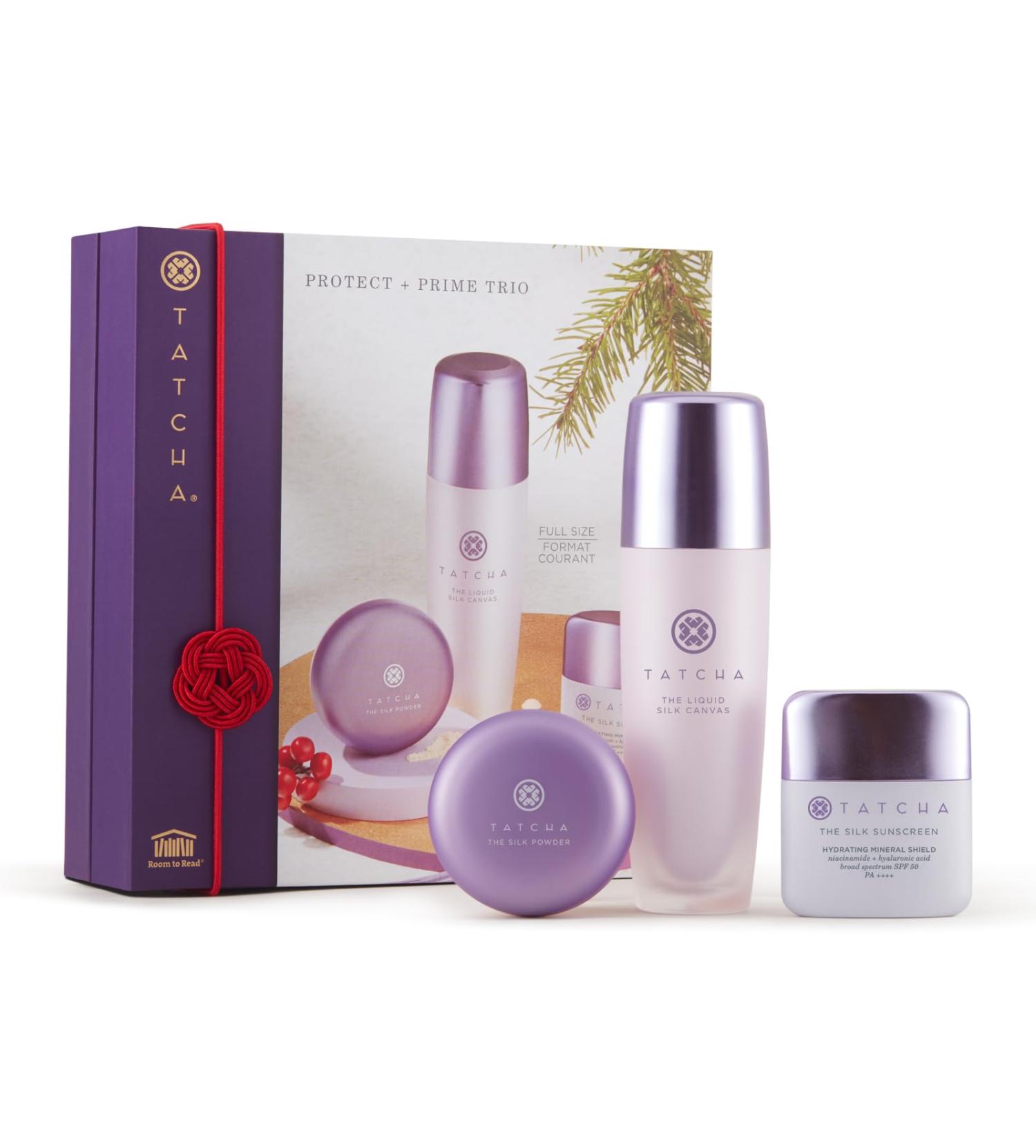 Tatcha Protect and Prime Trio - Pore-Blurring Liquid Silk Canvas Mini Silk Powder & SPF | $103 Value | International Shipping Available - Buy Online on GoSupps.com